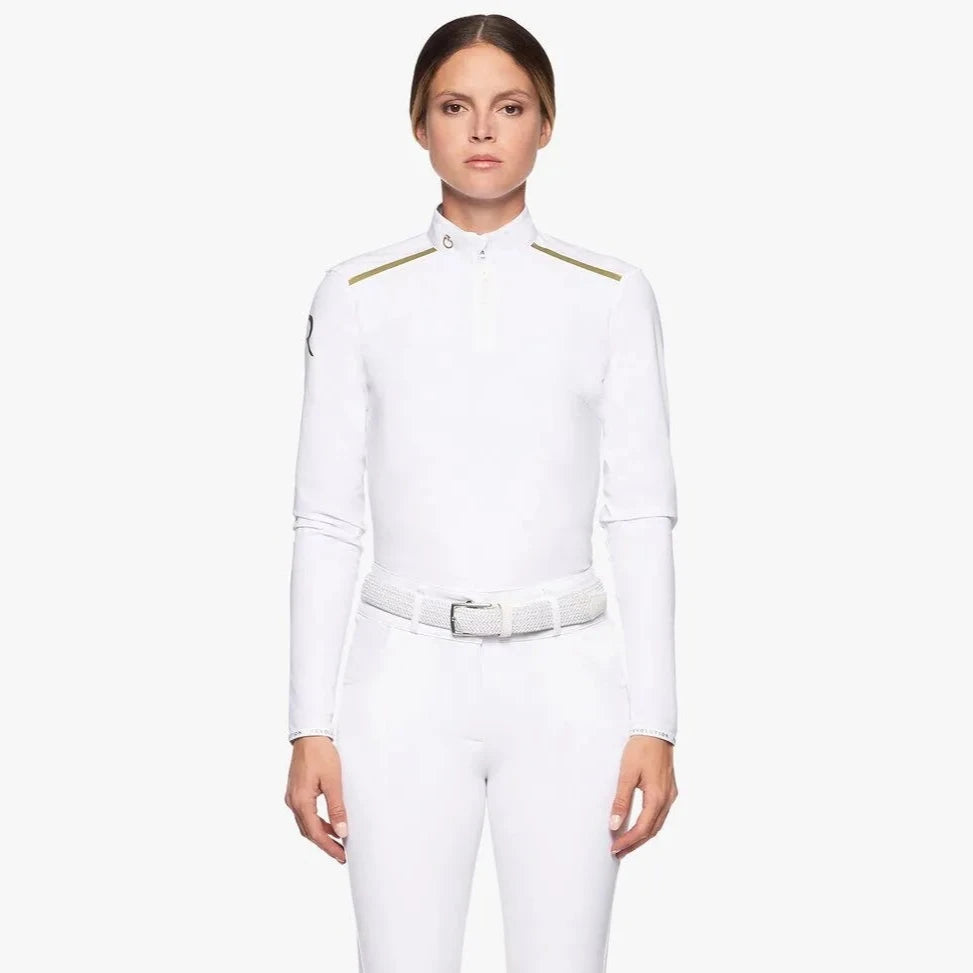 Cavalleria Toscana Women's REVO Premier Tech Wool Show Shirt - White with Gold detail | Malvern Saddlery