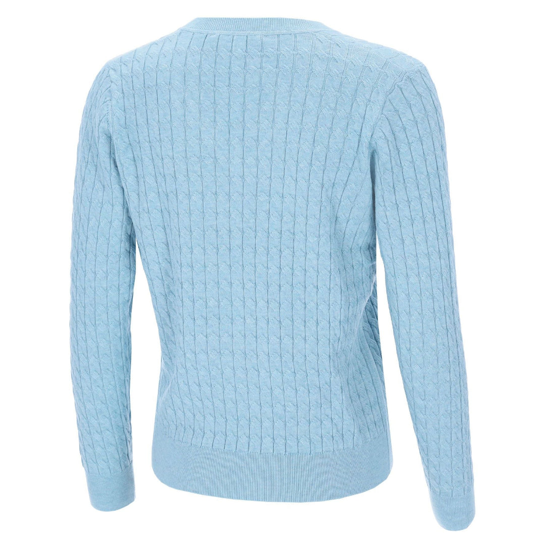 Schockemöhle Sports Womens' SP Pam Style Sweater - Light Blue; back view on white background | Malvern Saddlery