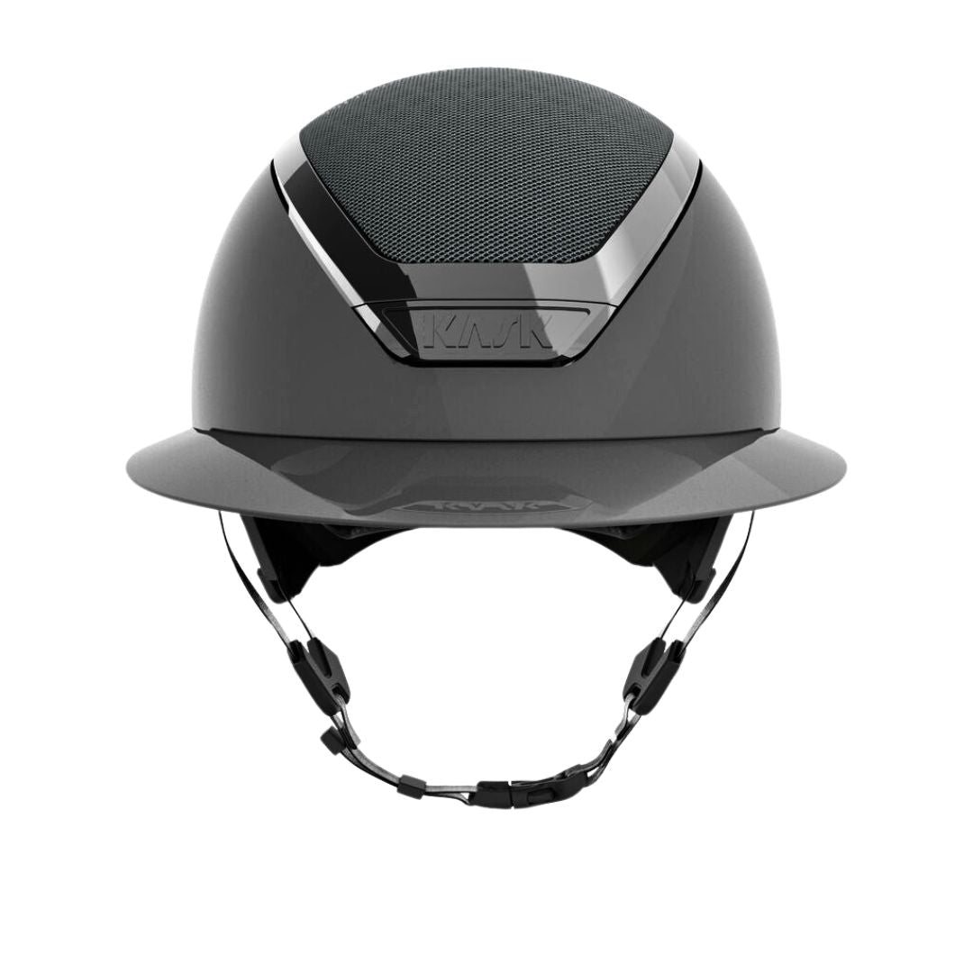 KASK Star Lady Pure Shine Equestrian Helmet - Anthracite Gray; front view on white background | English Riding Helmets | Malvern Saddlery