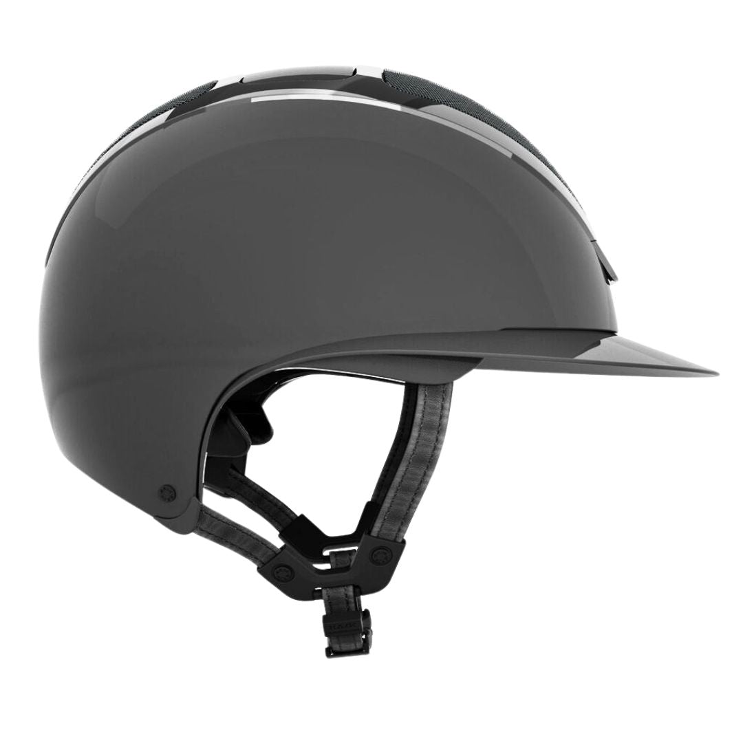 KASK Star Lady Pure Shine Equestrian Helmet - Anthracite Gray; side view on white background | English Riding Helmets | Malvern Saddlery