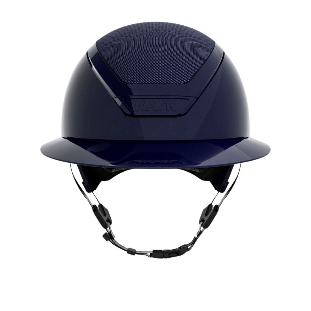 KASK Star Lady Pure Shine Equestrian Helmet - Atlantic Blue; front view on white background | English Riding Helmets | Malvern Saddlery