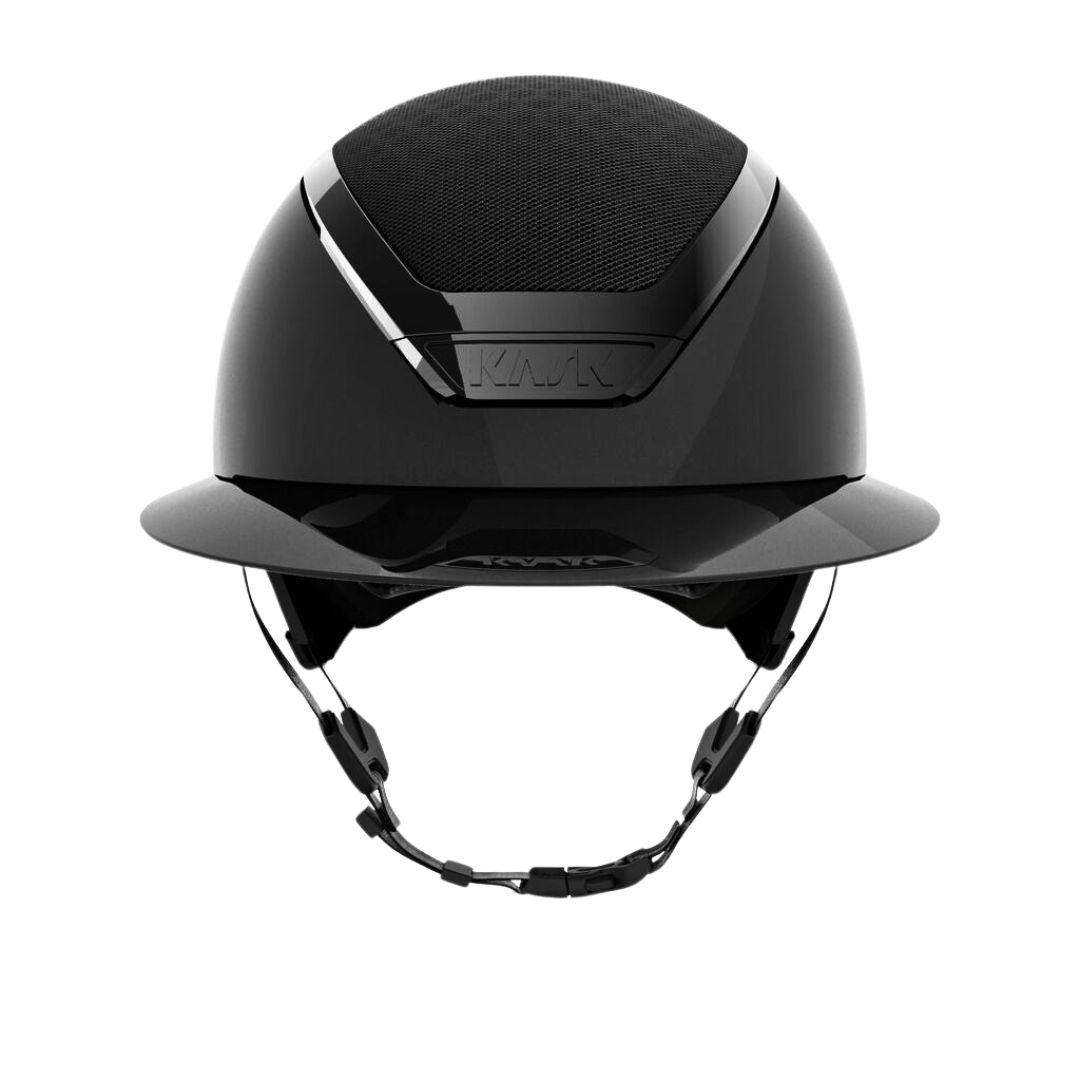 KASK Star Lady Pure Shine Equestrian Helmet - Black; front view on white background | English Riding Helmets | Malvern Saddlery