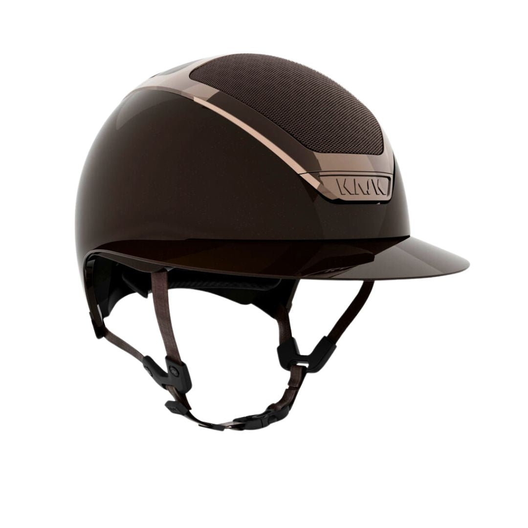 KASK Star Lady Pure Shine Equestrian Helmet - Espresso Brown; on white background | English Riding Helmets | Malvern Saddlery