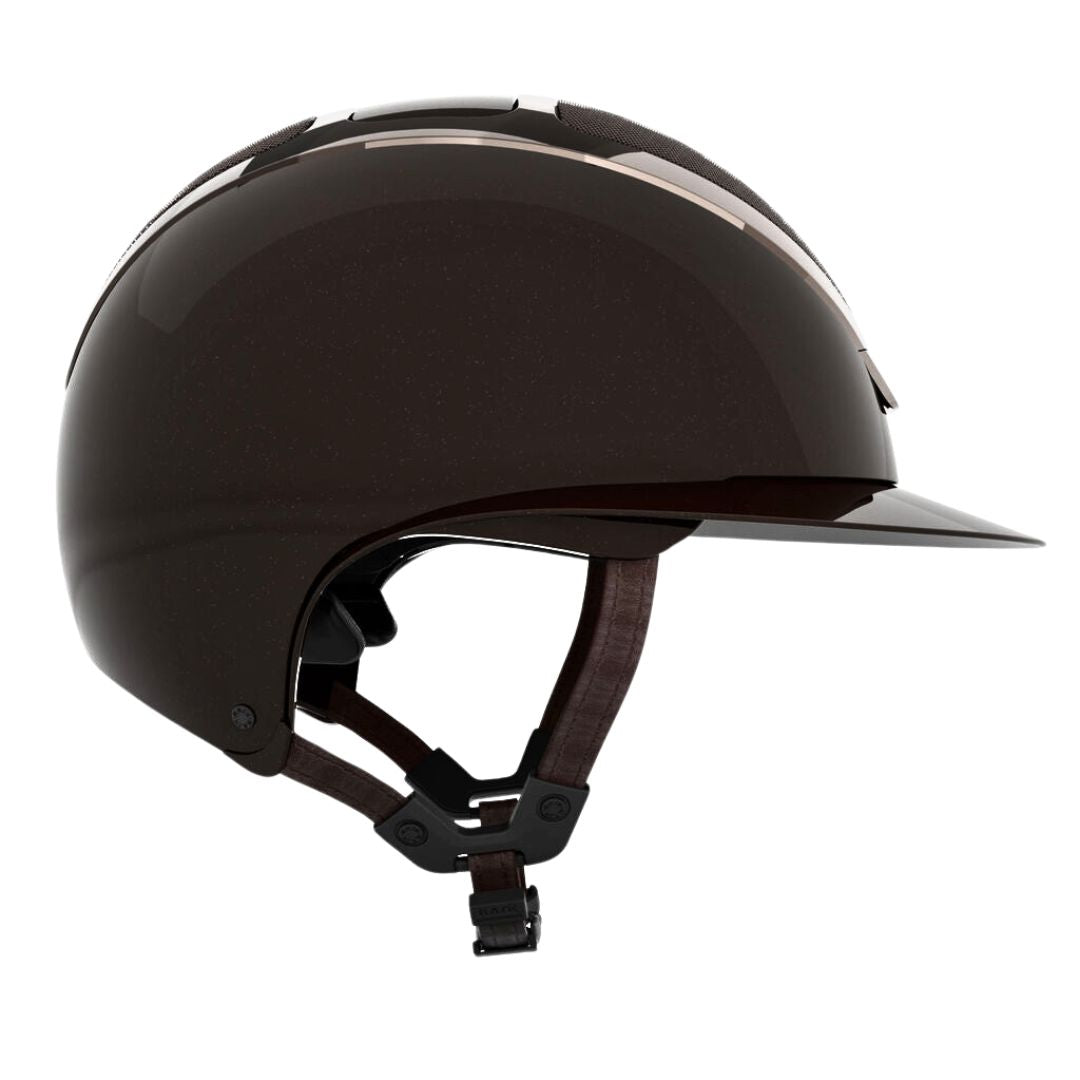 KASK Star Lady Pure Shine Equestrian Helmet - Espresso Brown; side view on white background | English Riding Helmets | Malvern Saddlery