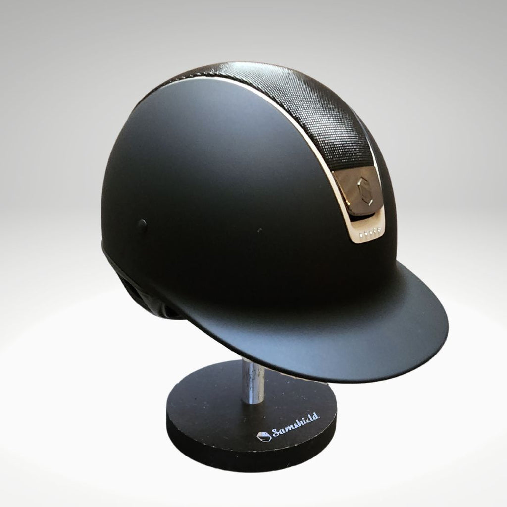 Samshield Custom Shadow Matte Helmet - Navy, Shimmer Top, White trim and 5 Swarovski Crystals - Size 7 | Malvern Saddlery