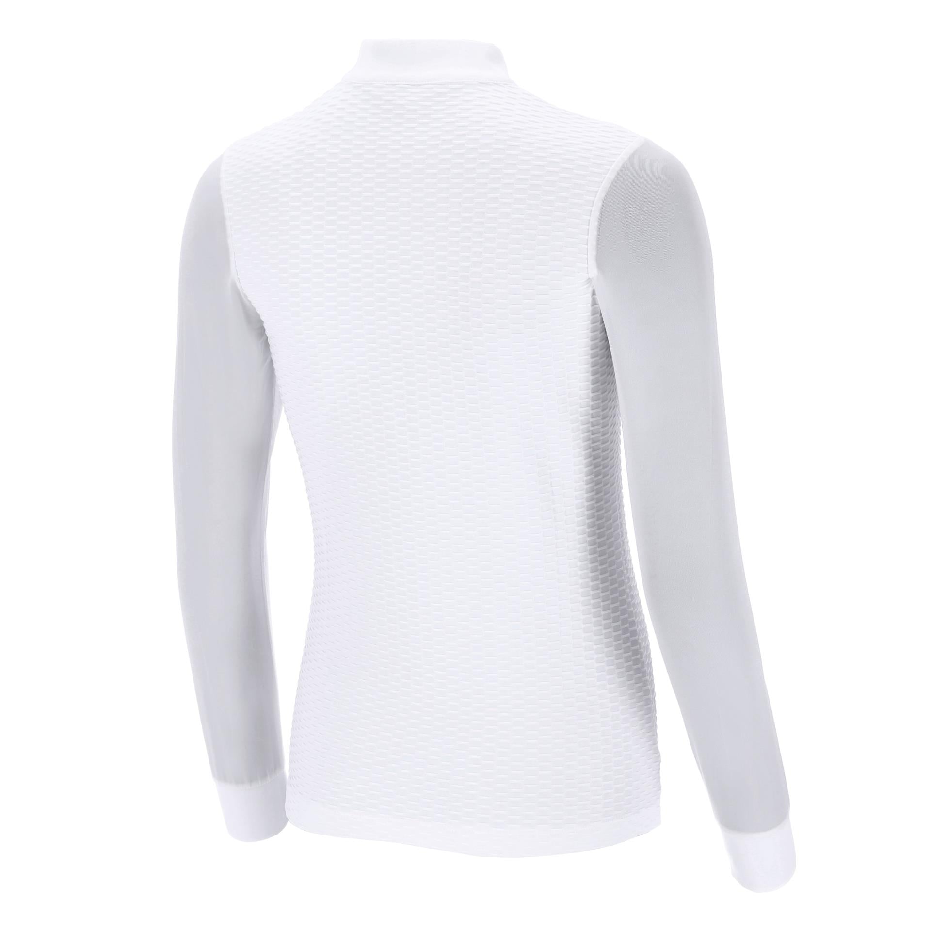 Schockemöhle Gianna Style Long Sleeve Show Shirt, white, back view| Equestrian Competition Clothing | Malvern Saddlery