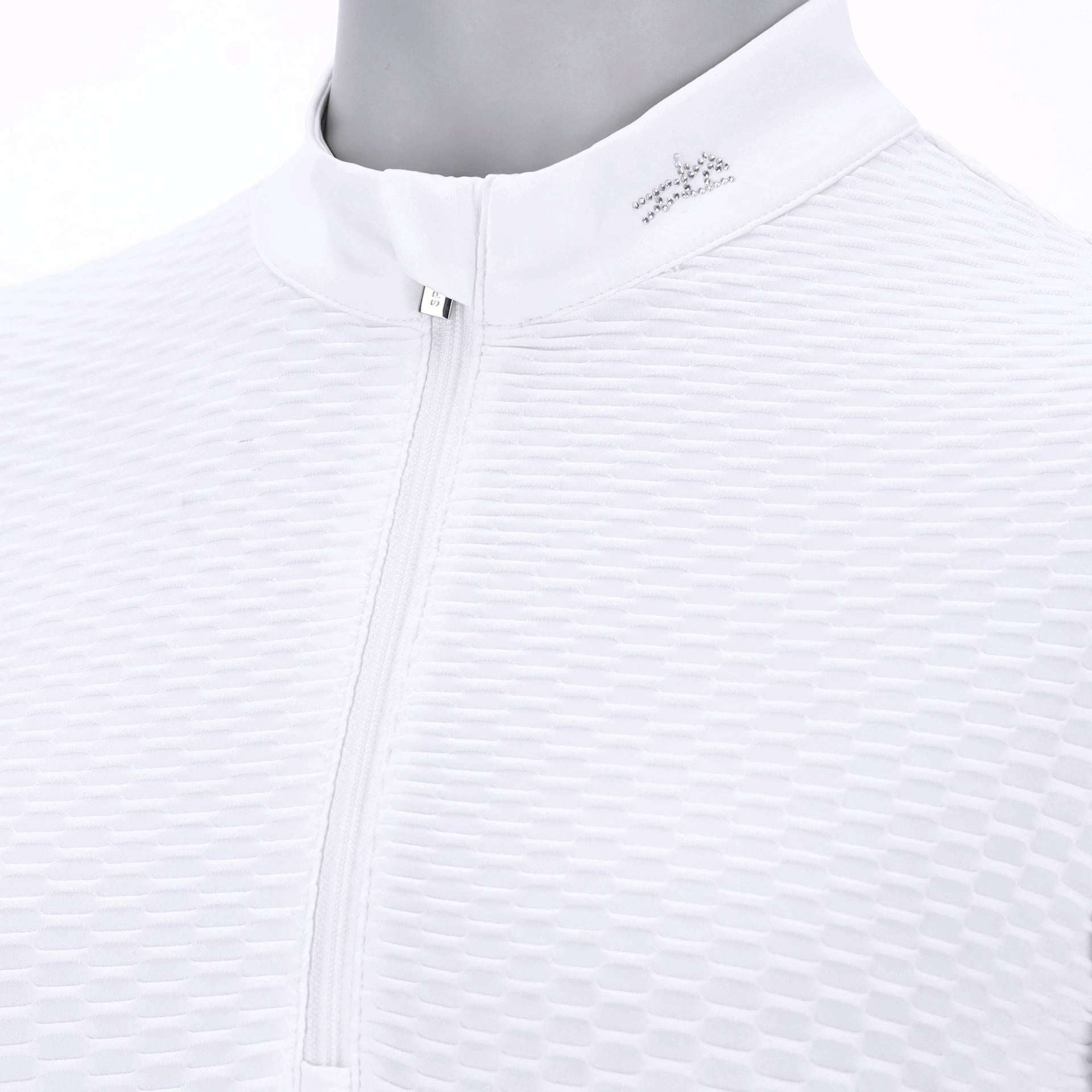 Schockemöhle Gianna Style Long Sleeve Show Shirt, white chest/neck detail | Equestrian Competition Clothing | Malvern Saddlery