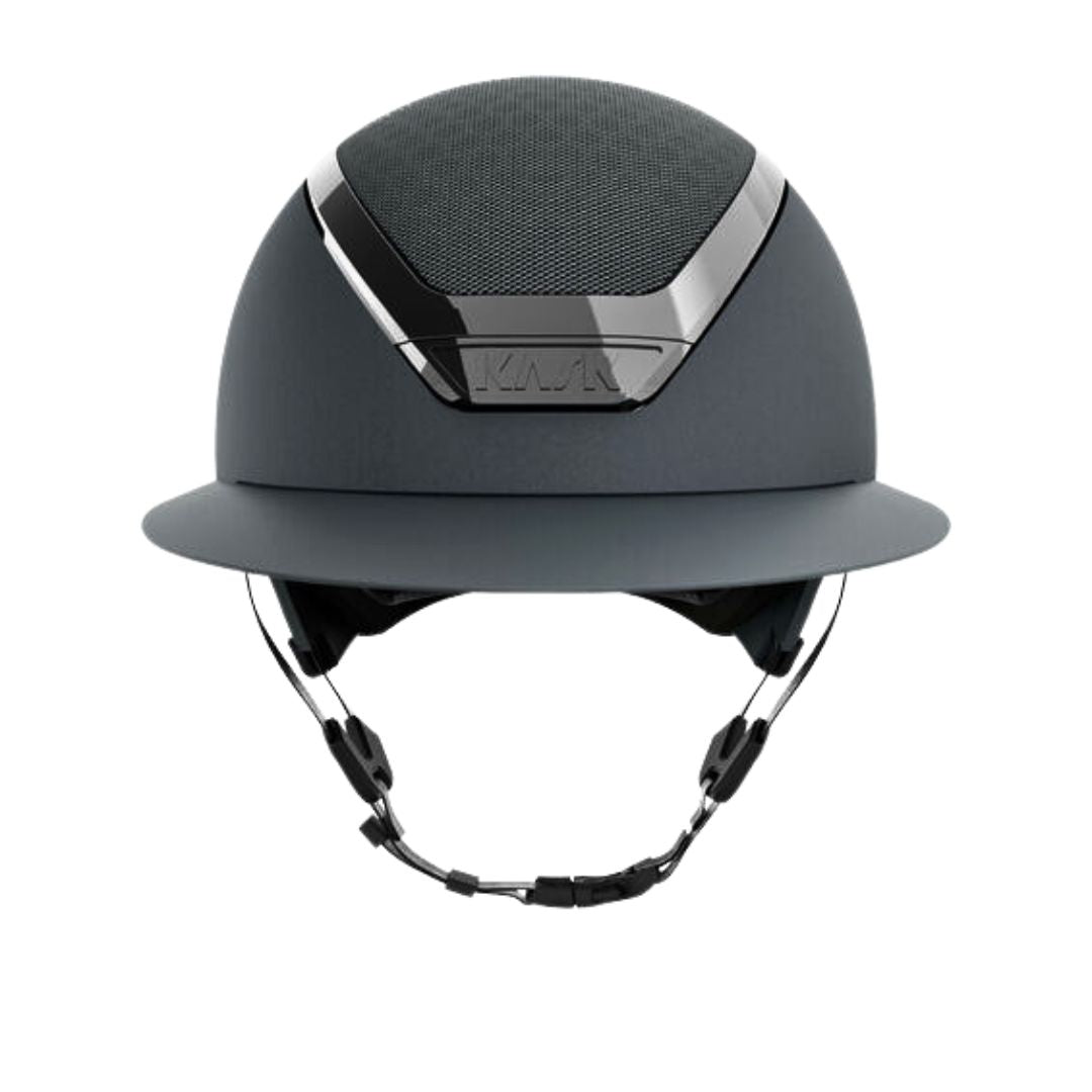 KASK Star Lady Chrome Equestrian Helmet - Anthracite Gray; front view on white background | Wide Brim English Riding Helmets | Malvern Saddlery