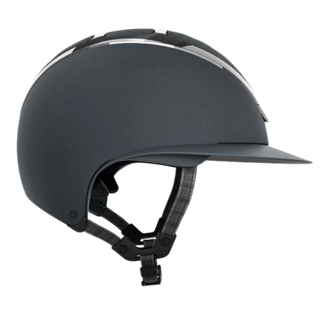 KASK Star Lady Chrome Equestrian Helmet - Anthracite Gray; side view on white background | Wide Brim English Riding Helmets | Malvern Saddlery