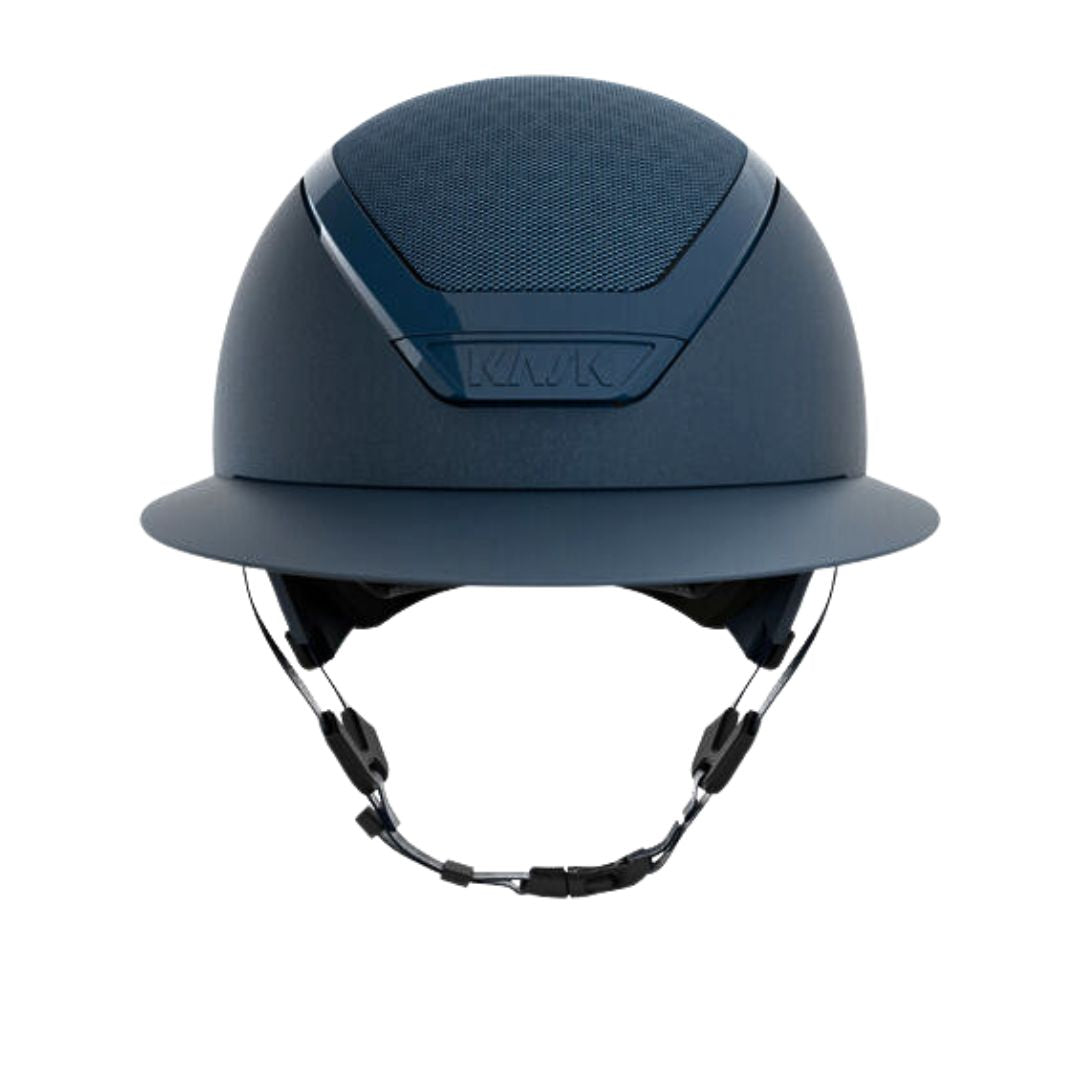 KASK Star Lady Chrome Equestrian Helmet - Navy; front view on white background | Wide Brim English Riding Helmets | Malvern Saddlery