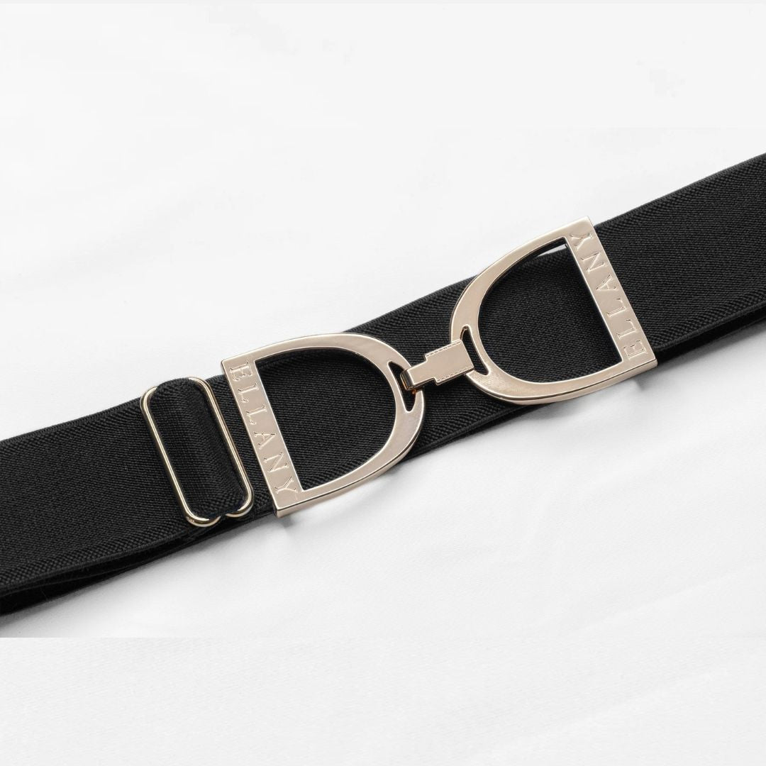 Ellany Stirrup Belt - 1.5" - Black with gold buckle | Malvern Saddlery