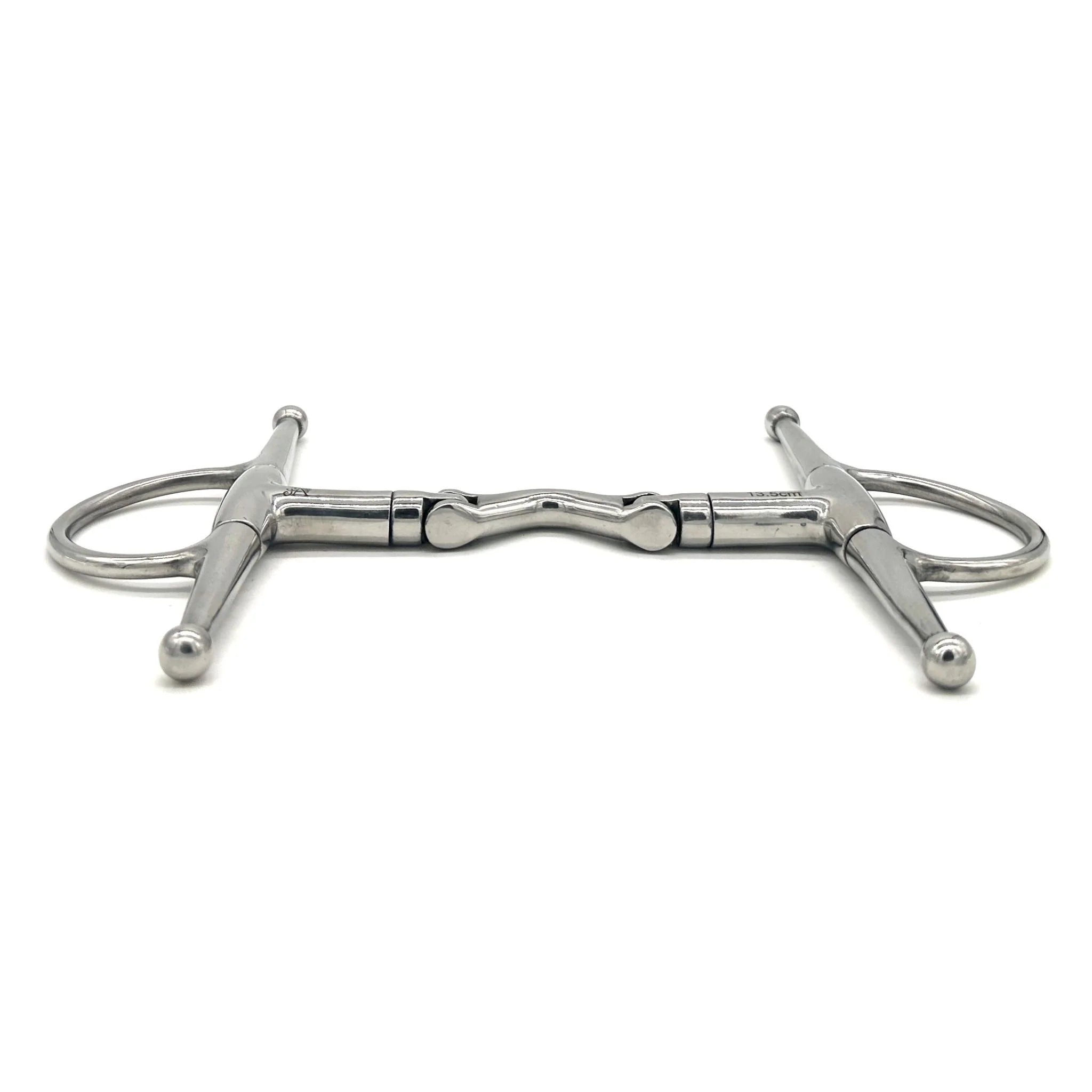 Jake Adams Stainless Stell Swivel Port Hinge Full Cheek Horse Bit, flat view | Tack Shop | Malvern Saddlery