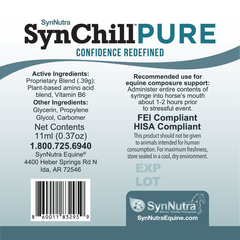 SynChill Pure Calming Gel - product label | Horse Care Supplement | Malvern Saddlery