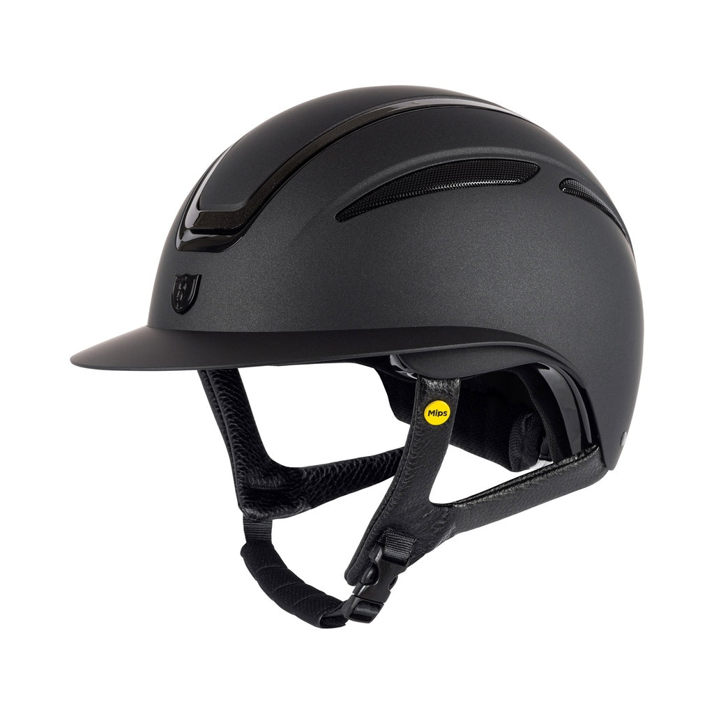 Tipperary Oxford Shimmer MIPS® Wide Brim Helmet - Black with Glimmer/Gloss trim | Equestrian Helmets | Malvern Saddlery