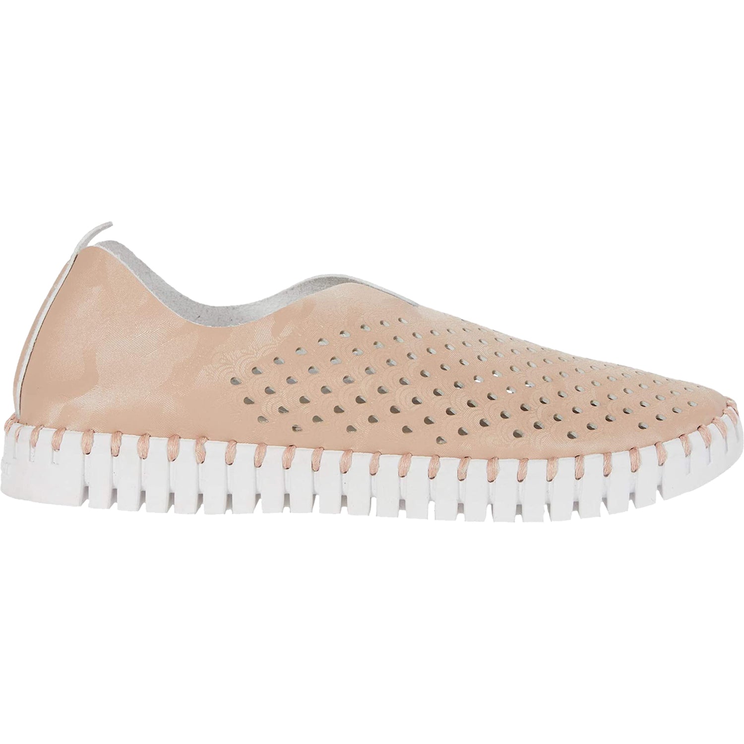 Ilse Jacobsen Tulip Metallic Slip on Shoe - Adobe Rose, side view | Malvern Saddlery