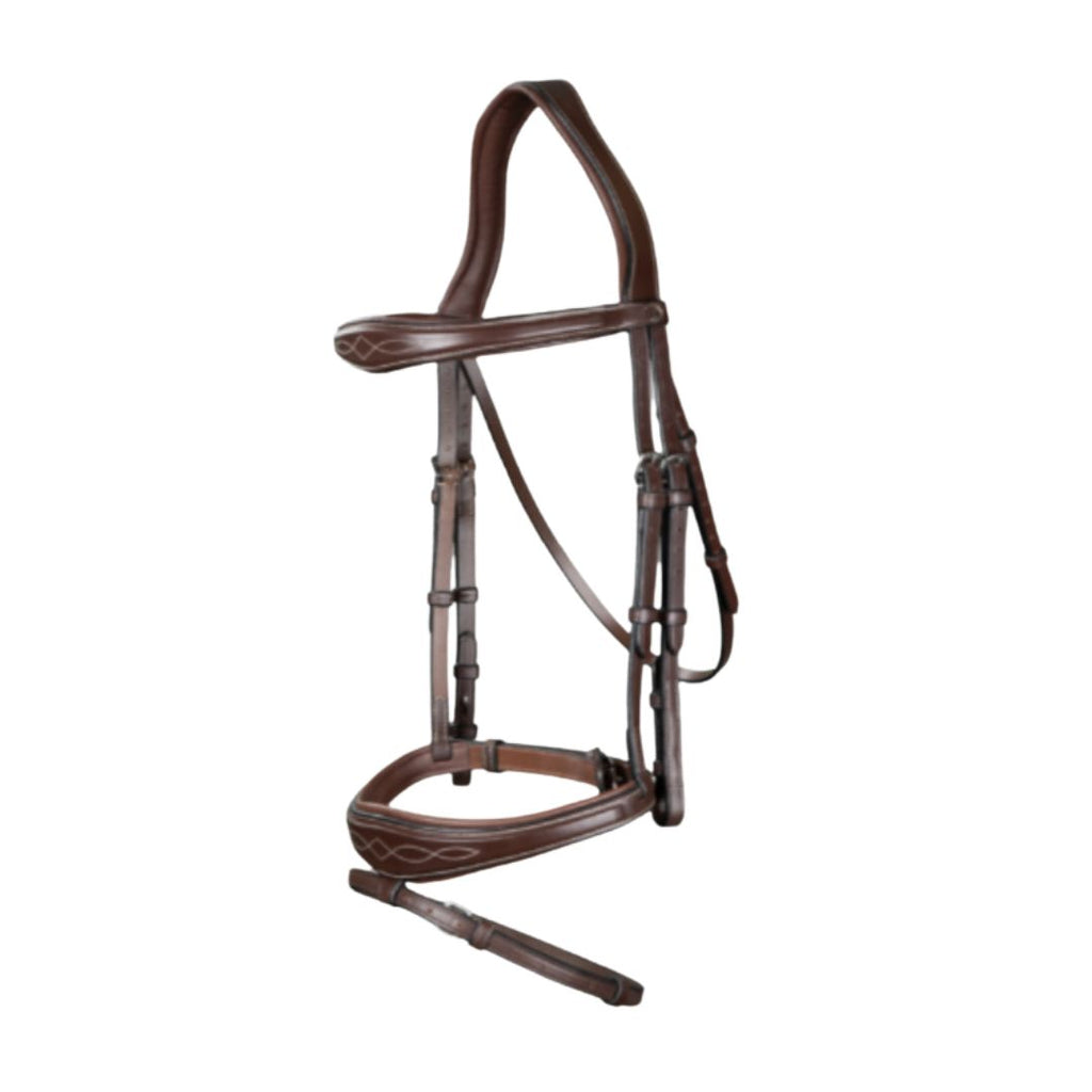 Dy'on Anatomic Flash Jumper Bridle - Stainless Steel Buckles with Cream Stitching US JUMP Collection | Malvern Saddlery