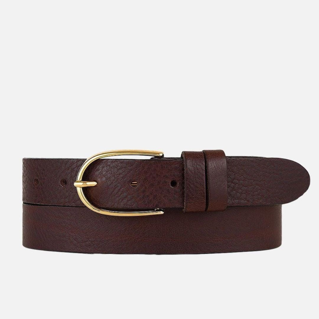 Classic Full Grain Brown Leather Belt - Gold Buckle | Malvern Saddlery