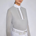 Cavalleria Toscana Ladies Perforated Competition Shirt - Gray | Equestrian Show Shirts | Malvern Saddlery
