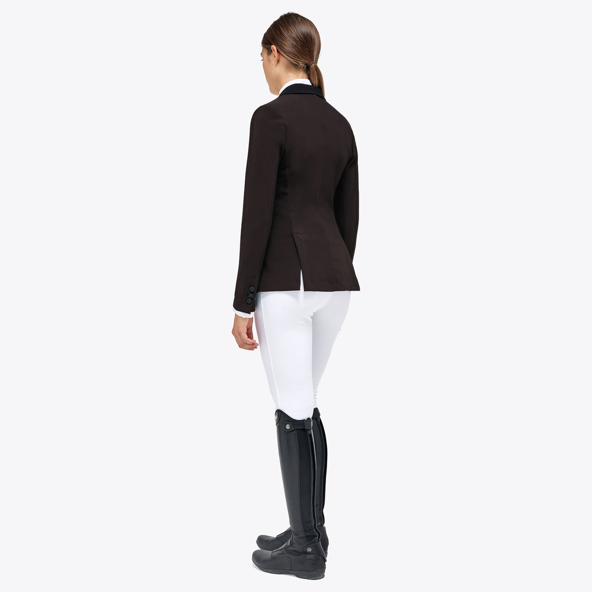 Cavalleria Toscana Women's American Hunter Show Coat - Espresso, back view | Malvern Saddlery