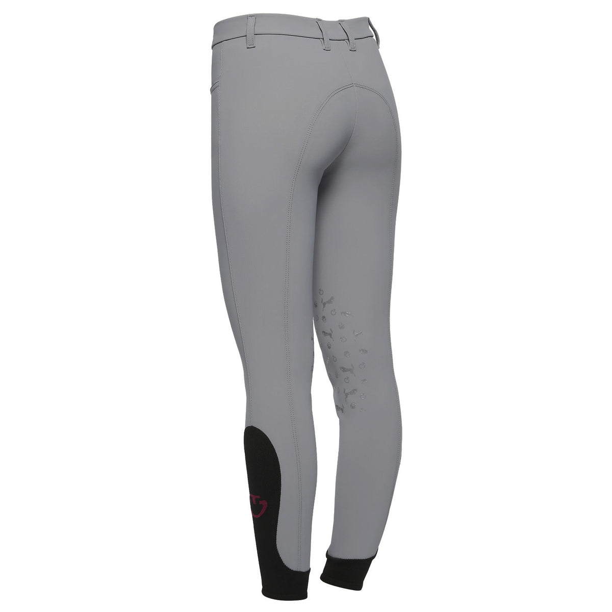 Cavalleria Toscana Girls' Horse and Helmet Knee Grip Breeches - Grey, back view | Malvern Saddlery