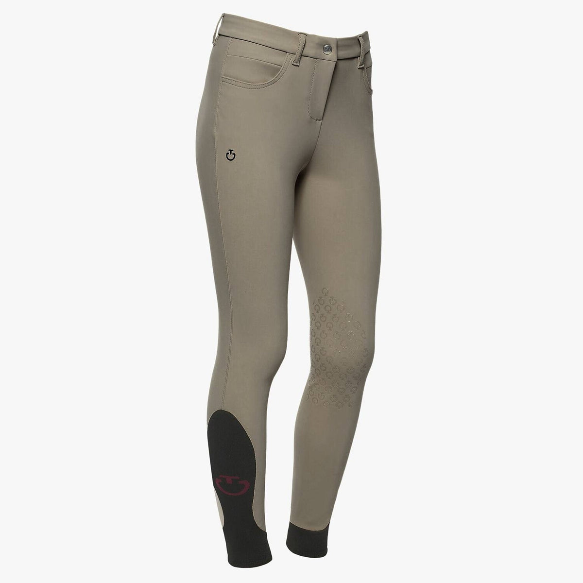 Cavalleria Toscana Girls' Knee Grip Breeches - Foliage Green, front view | Malvern Saddlery