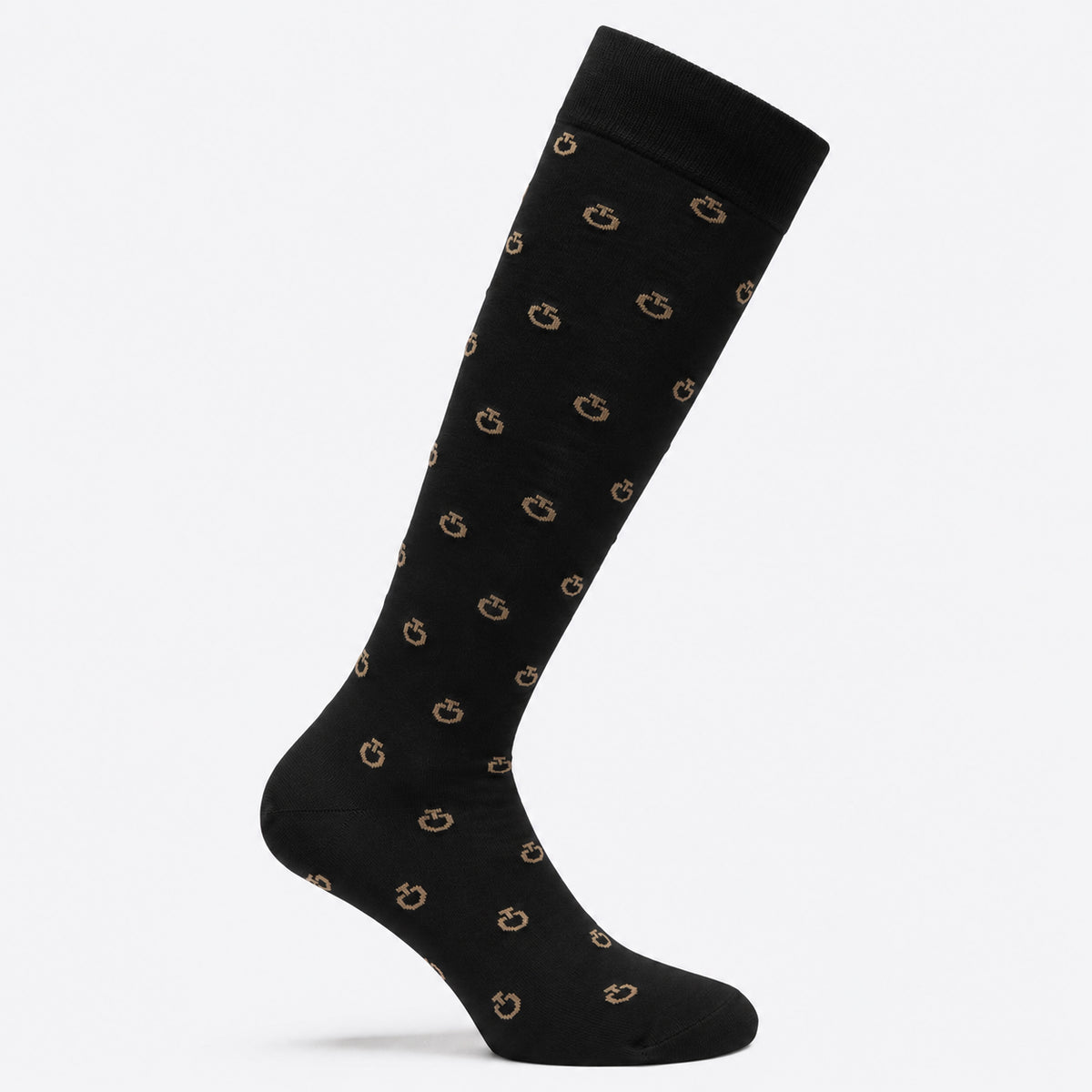 Cavalleria Toscana Mini Jacquard Logo Socks - Black/Rainy Day, side | Malvern Saddlery