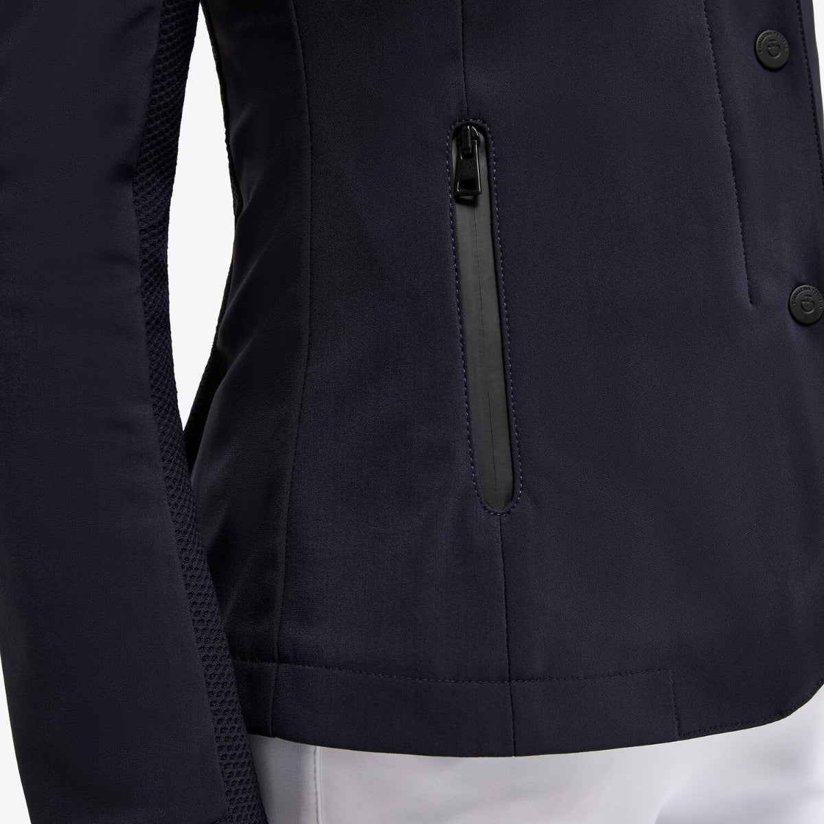 Cavalleria Toscana Girl's Competition Jacket with Zip - Navy; zip pocket detail | Malvern Saddlery