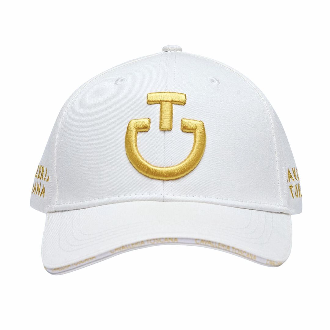 Cavalleria Toscana Cotton Baseball Cap, White/Gold | Malvern Saddlery