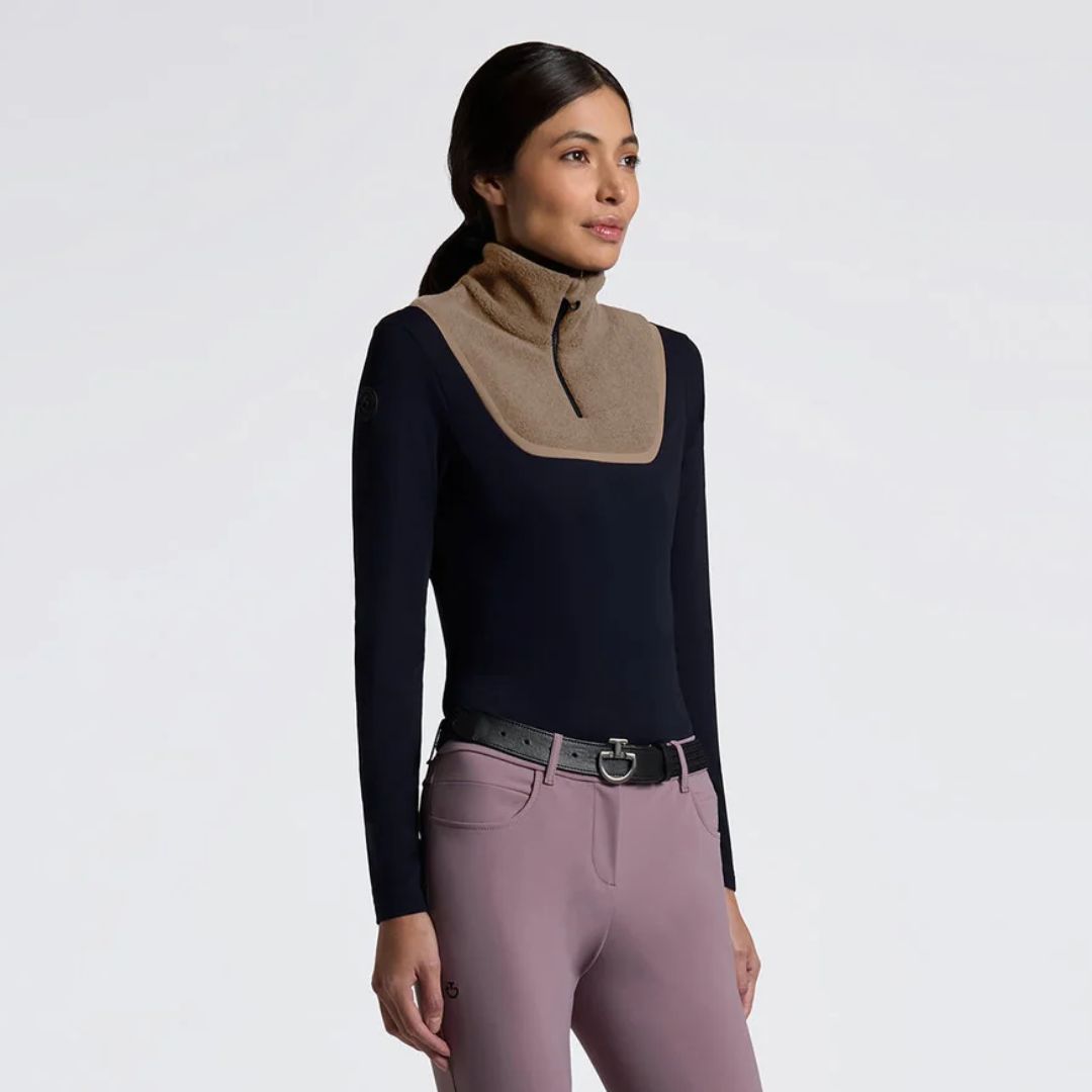 Cavalleria Toscana Women's Training Polo with Fleece Insert - Black/Tan | Malvern Saddlery