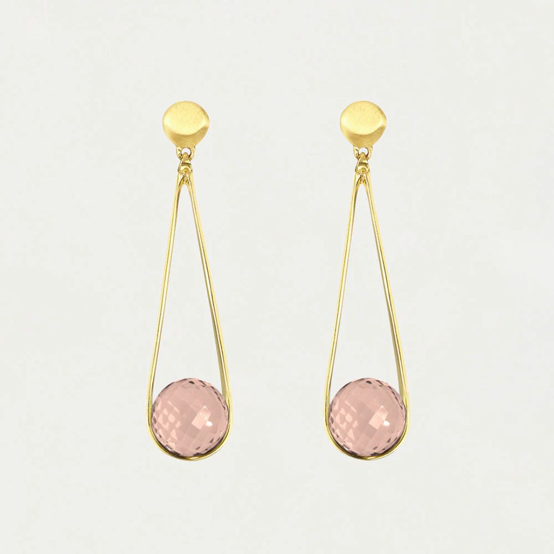 Dean Davidson Mini Ipanema Earrings - Morganite, Gold Drop | Malvern Saddlery