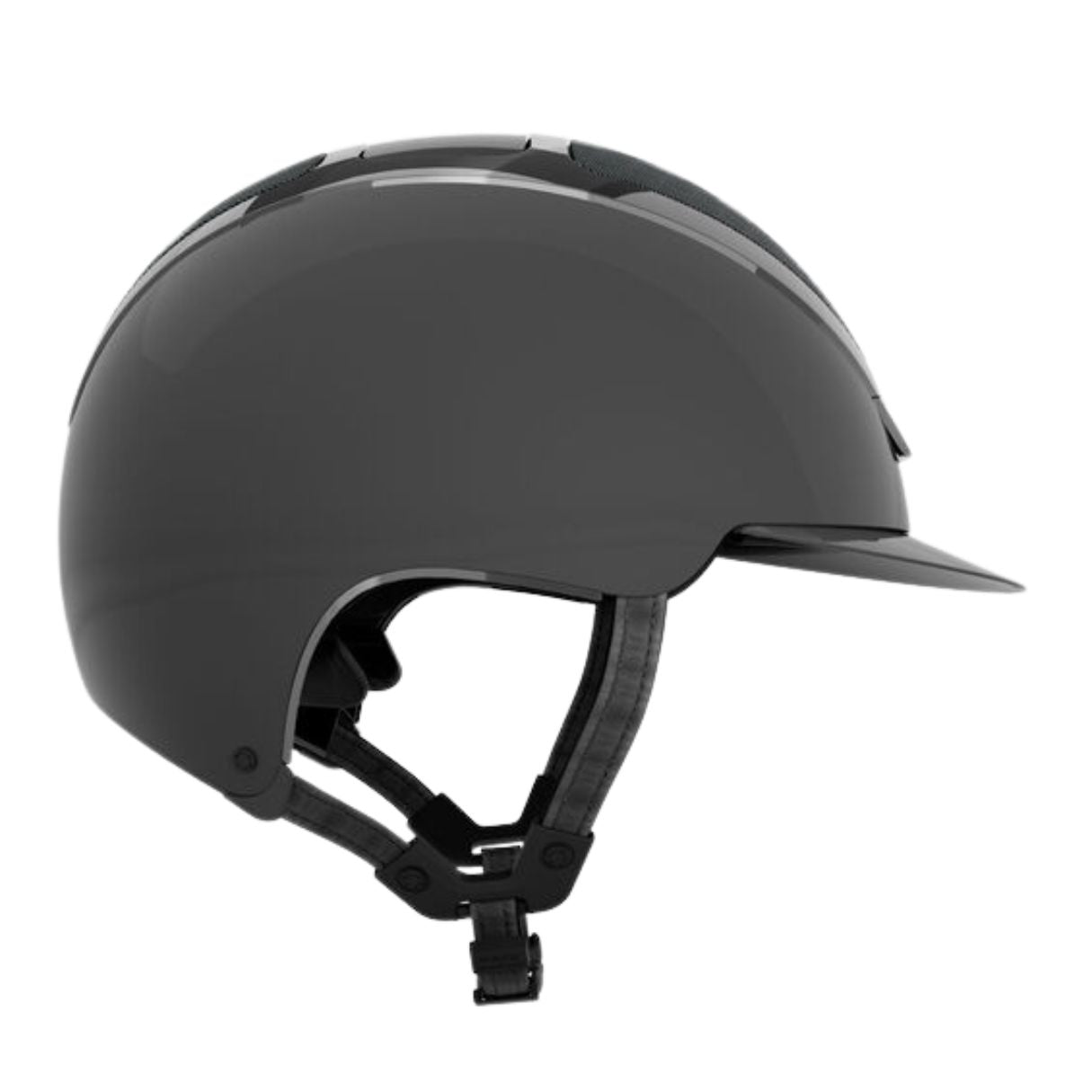 Kask Equestrian Dogma Pure Shine Helmet - Anthracite Gray; profile view on white background | Standard Brim Helmets | Malvern Saddlery