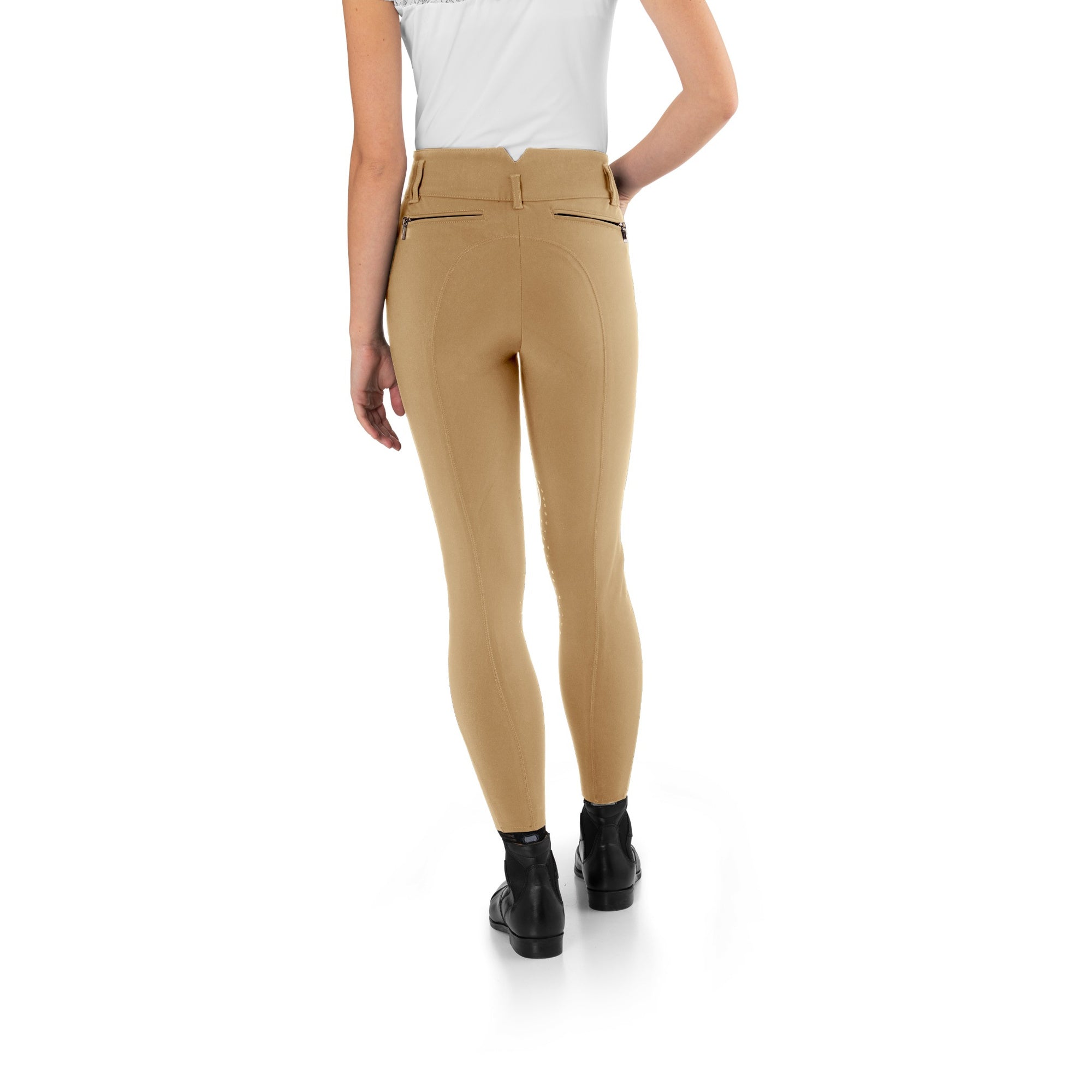 EGO7 Jumping CA Women's High-Waisted Knee Grip Breeches in Hazelnut - Back View