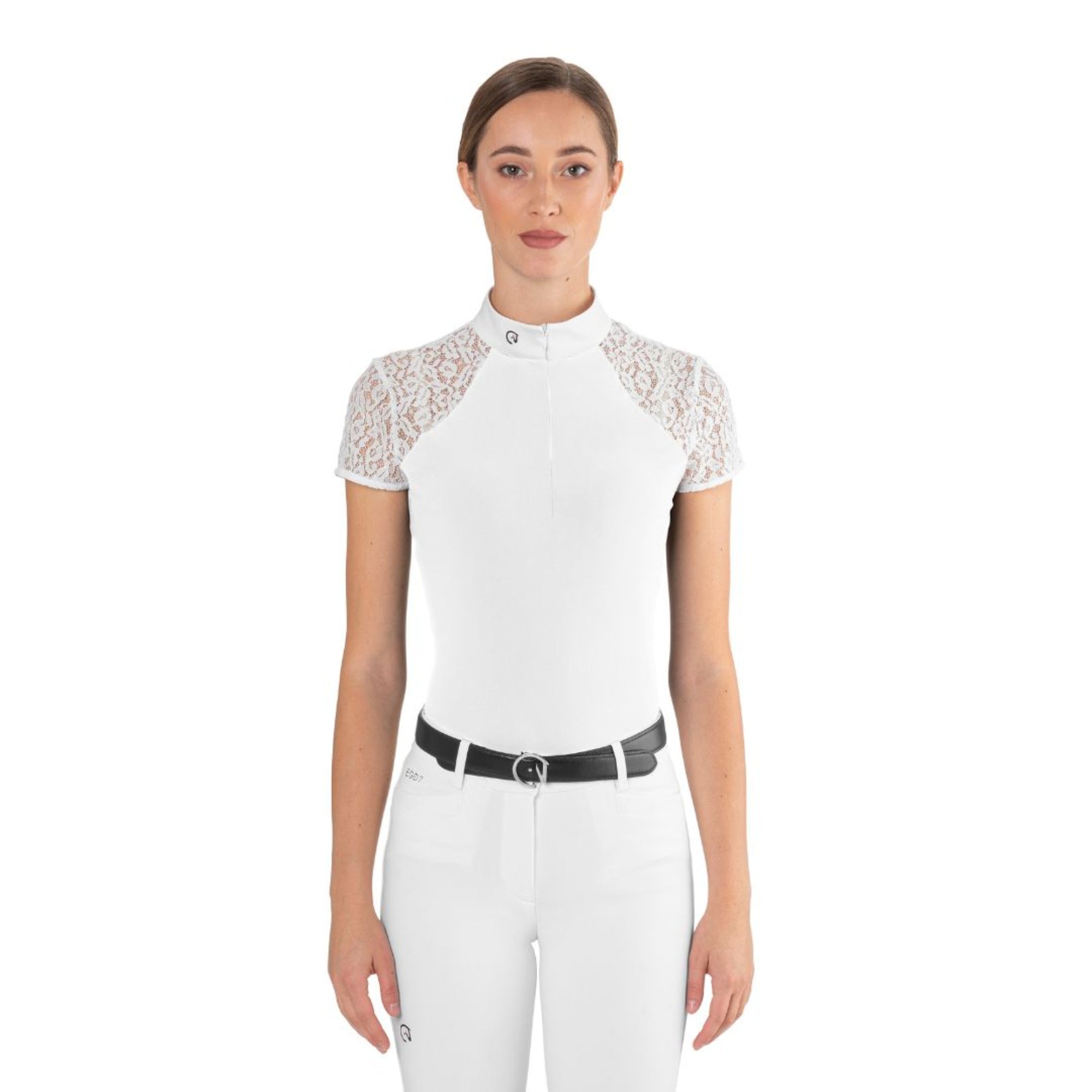 EGO7 Florentine MC women's short sleeve lace show shirt in white front view