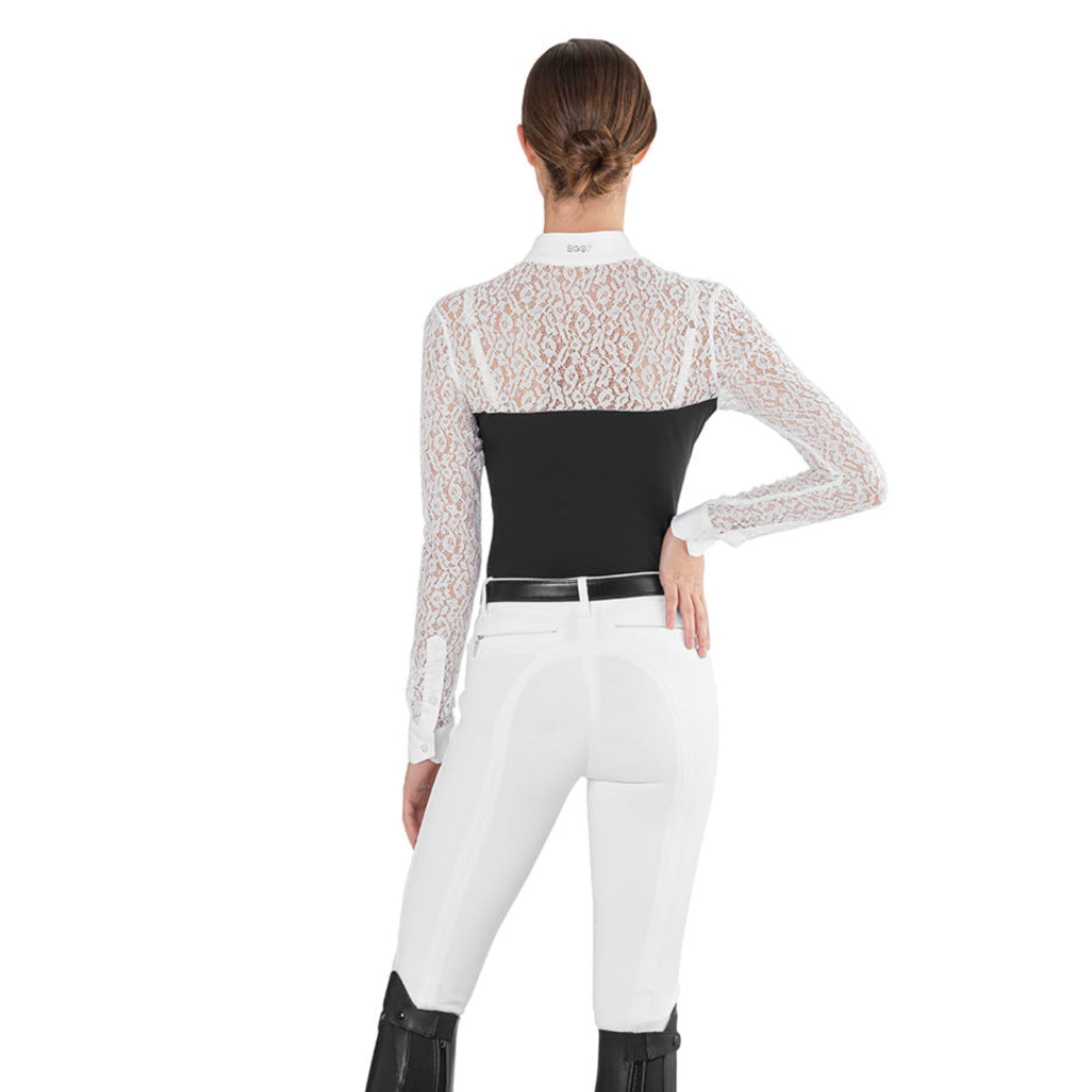 EGO7 Florentine ML women’s black lace equestrian show shirt back view
