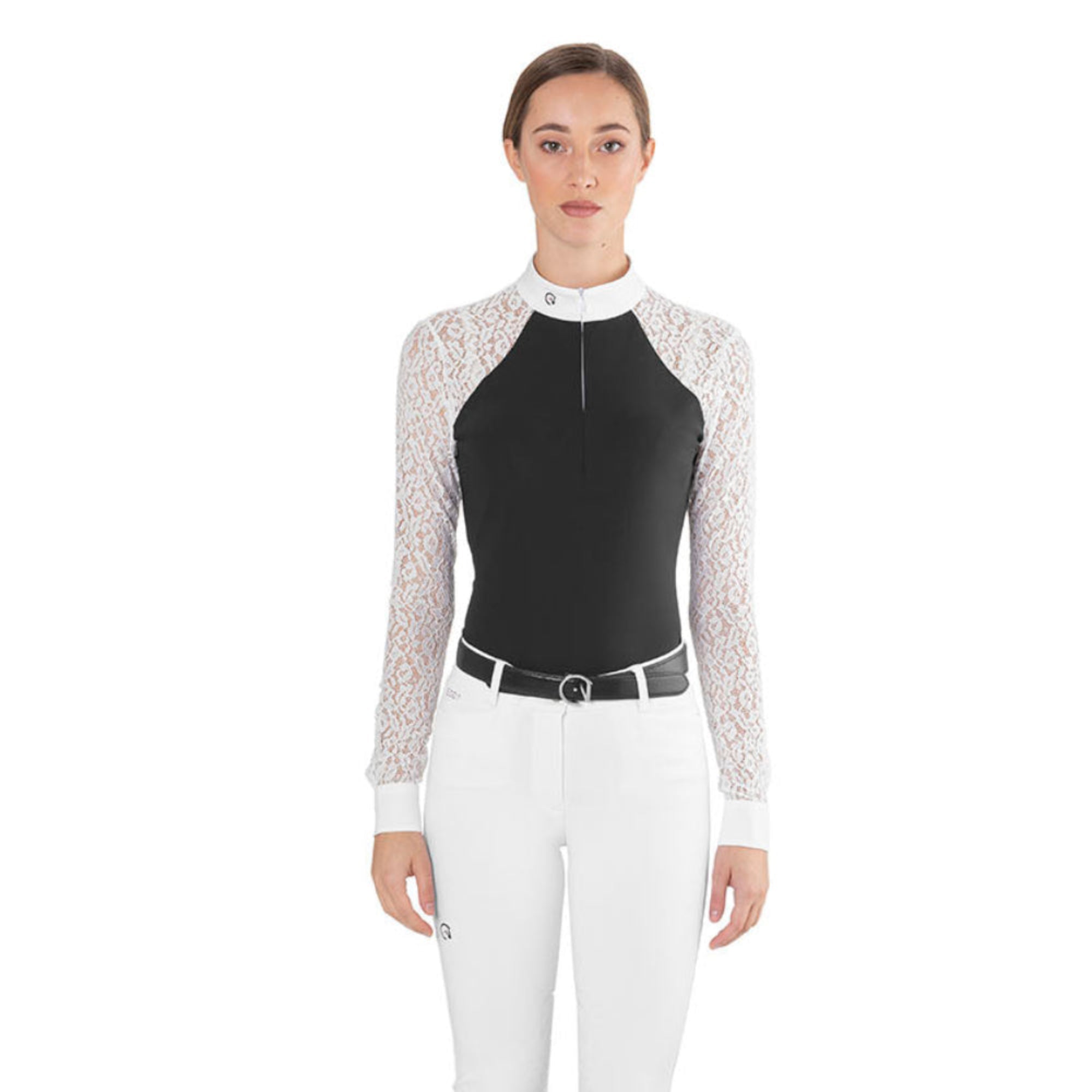 EGO7 Florentine ML women’s long sleeve lace show shirt in black front view