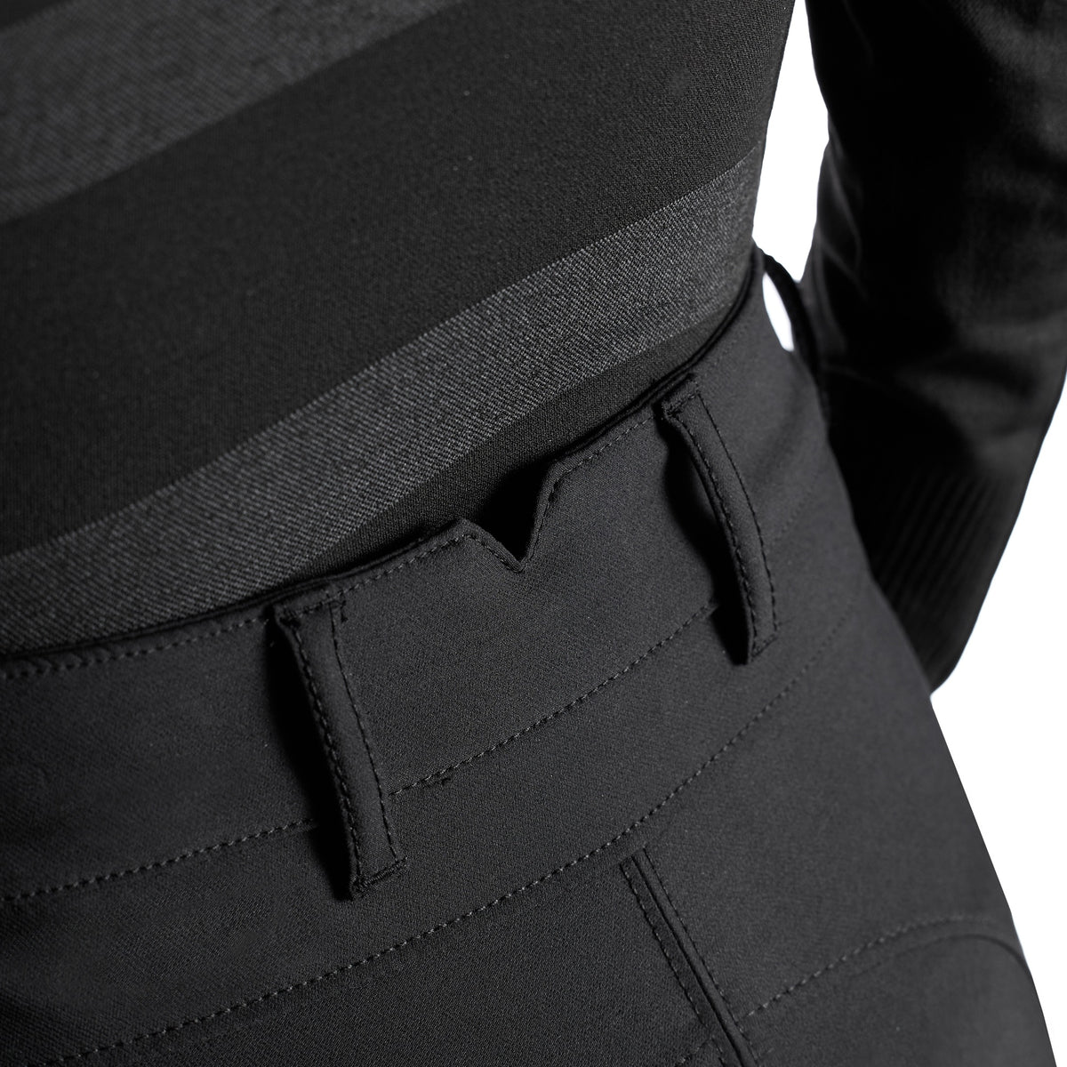 EGO7 Women's Maya Knee Grip Breeches - Black, V-cut waist detail | Malvern Saddlery