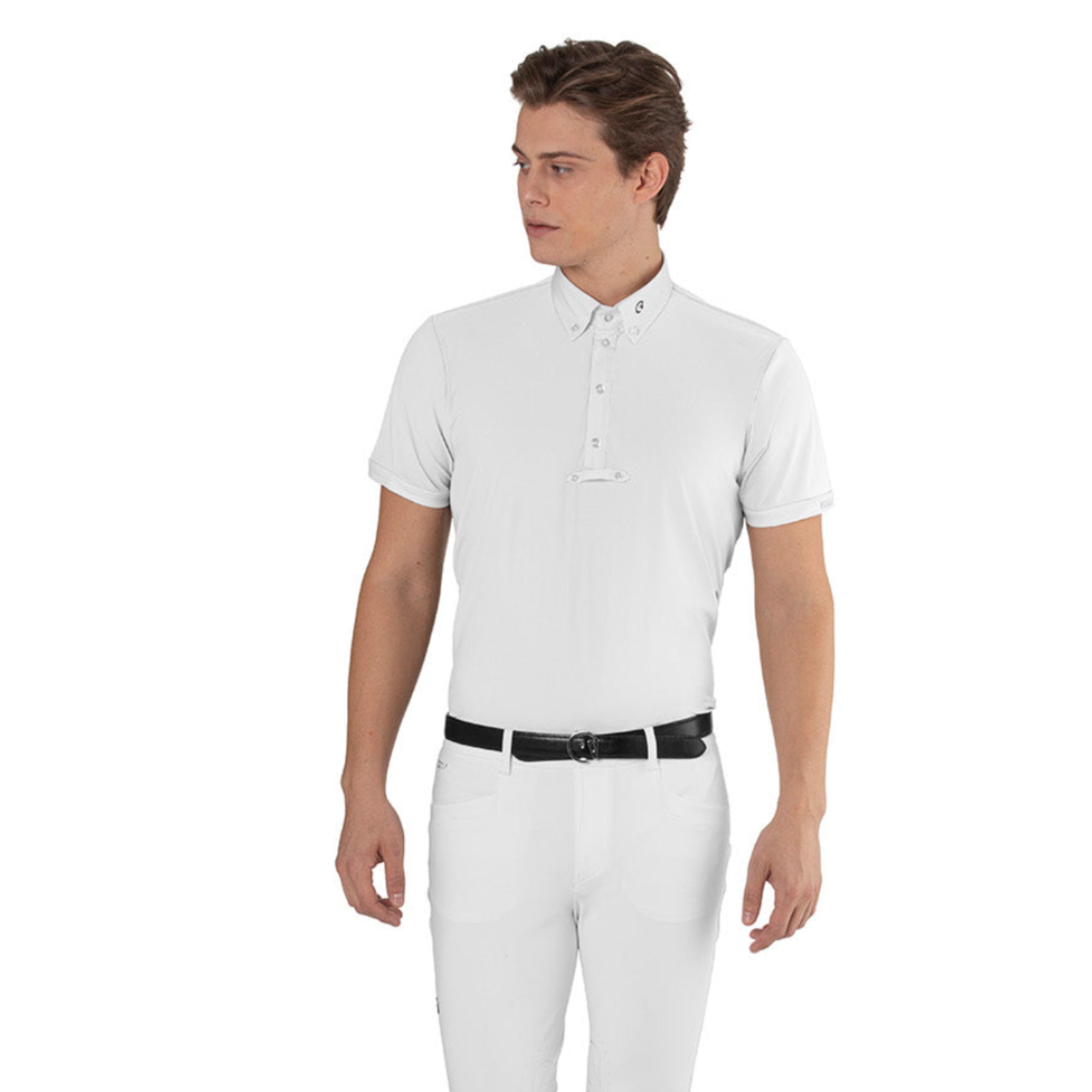 EGO7 MC men's short sleeve show shirt in white front view