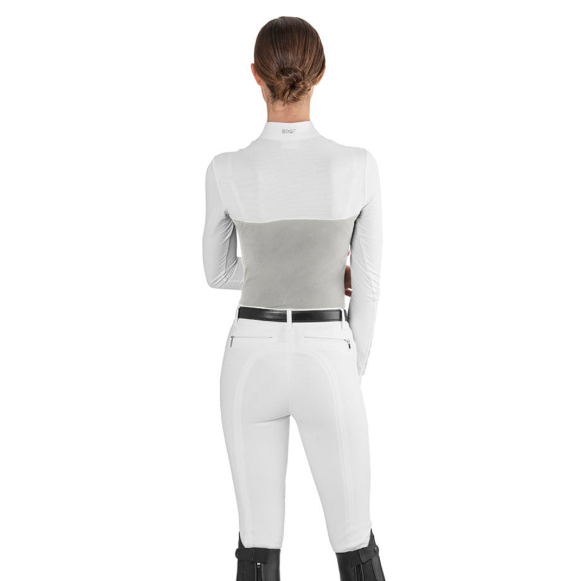 EGO7 Mesh women's long sleeve show shirt in Ice Grey back view