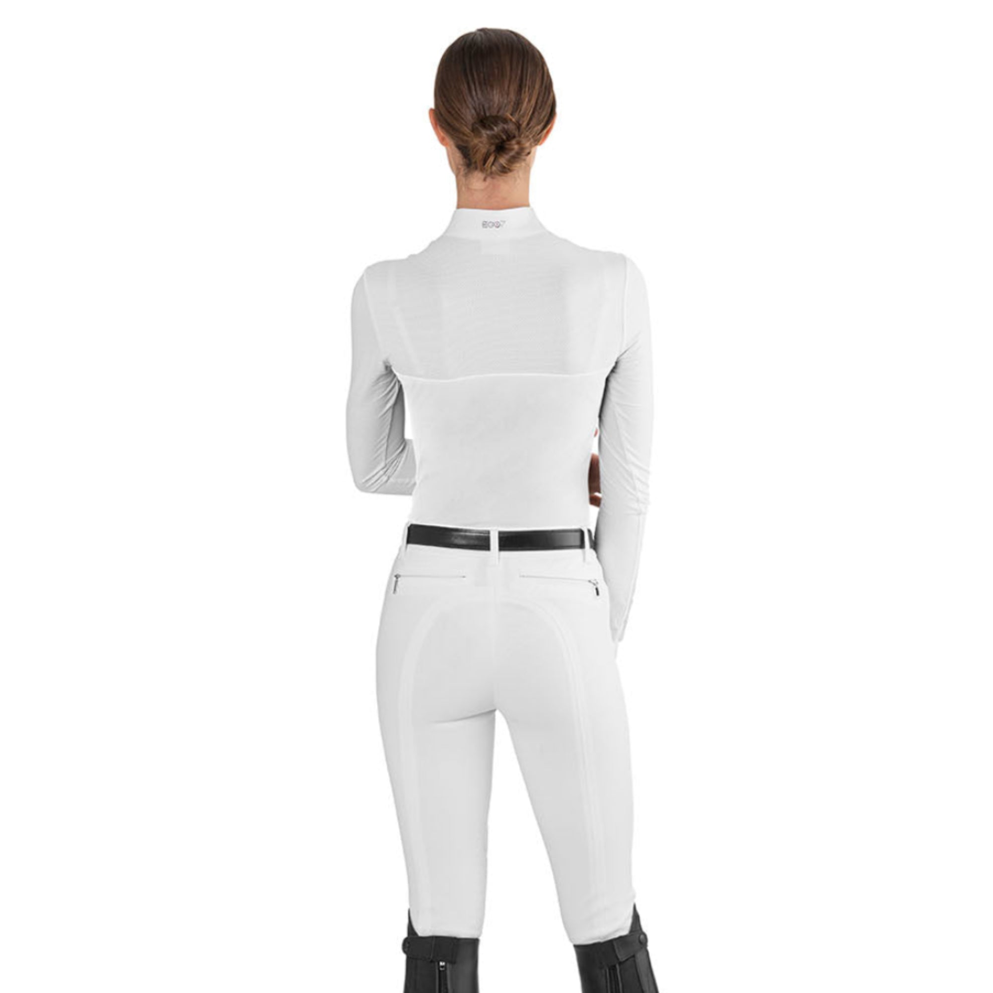 EGO7 Mesh women's long sleeve show shirt in white back view