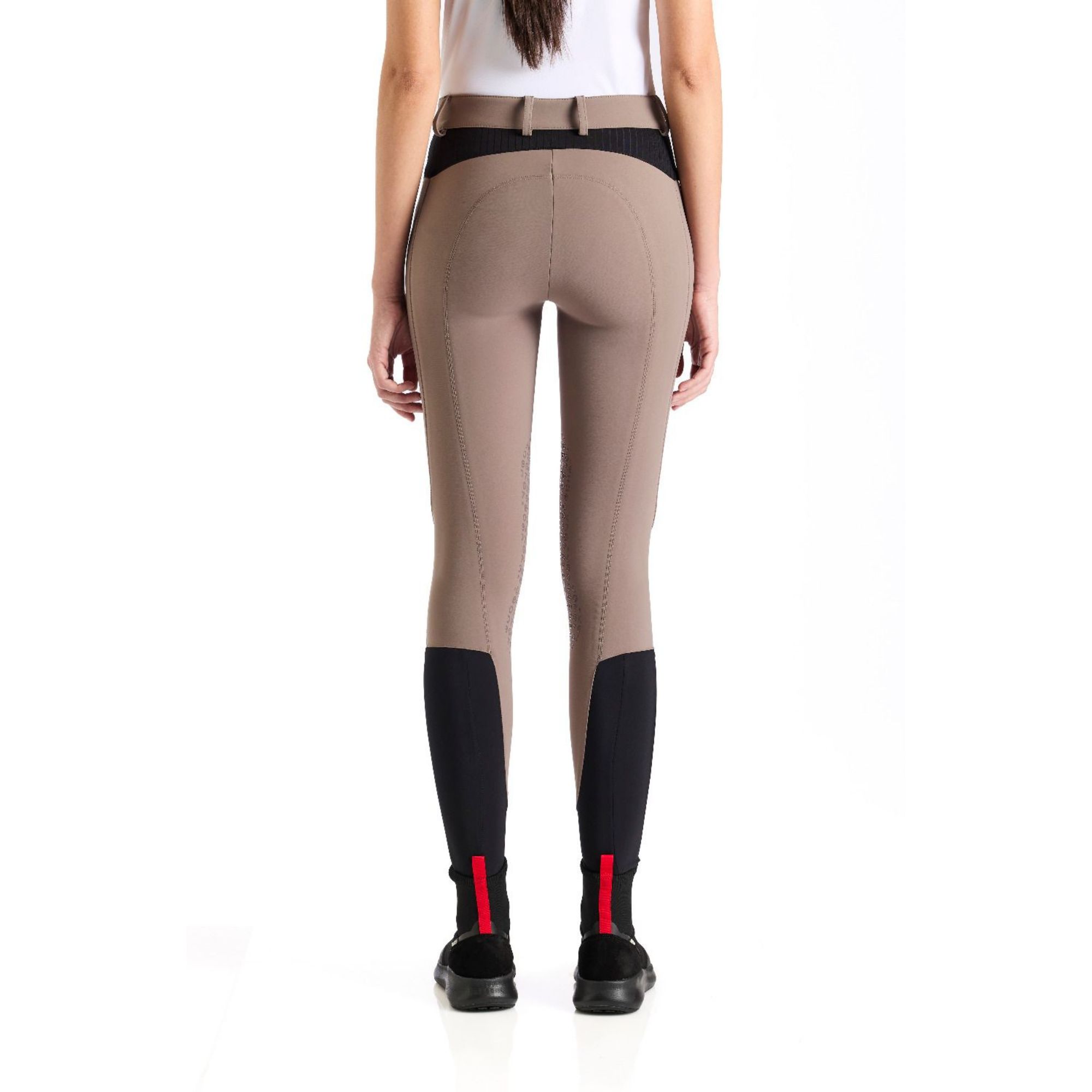EGO7 women's ribbed jumping breeches in Turtledove back view