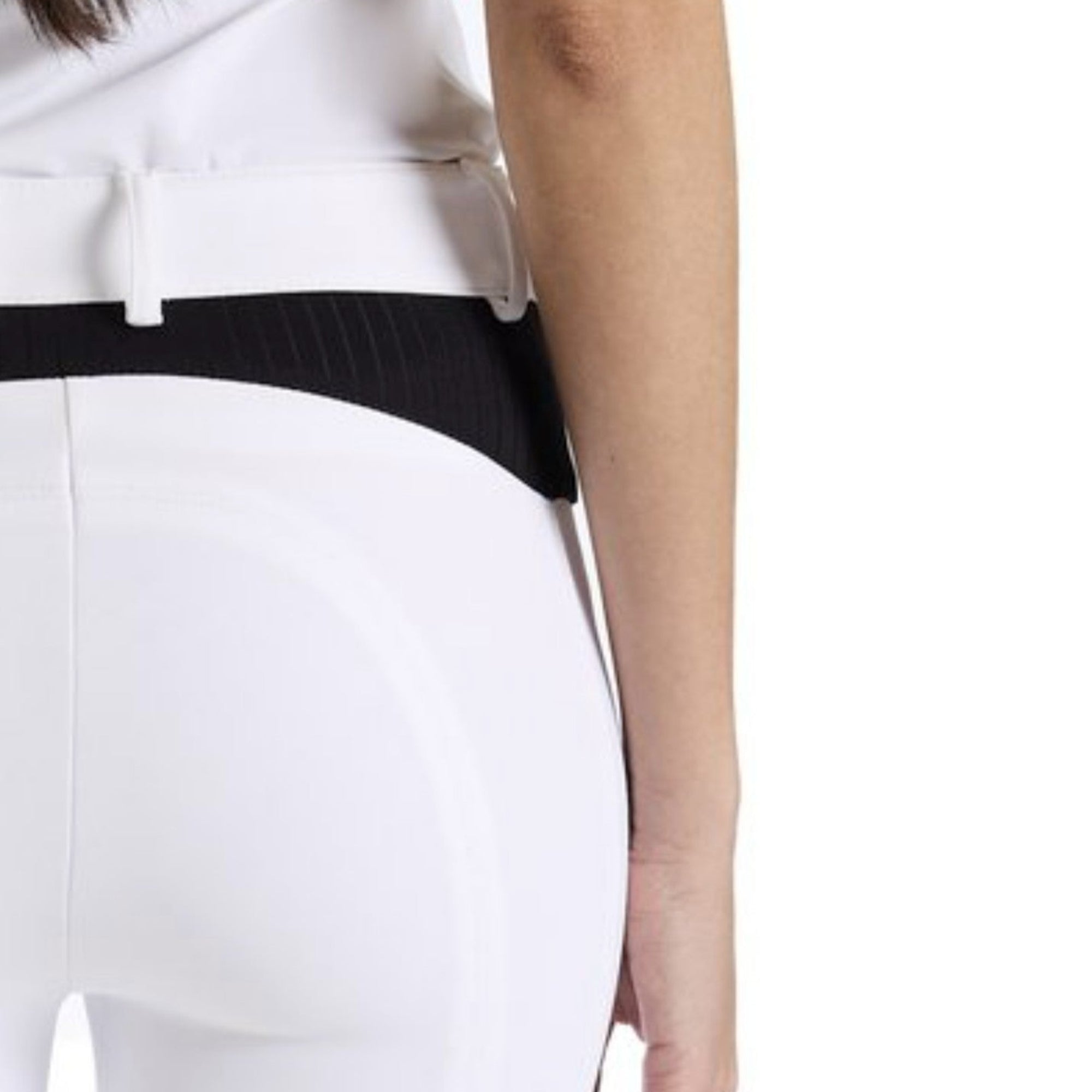 EGO7 White knee grip jumping breeches ribbed waistband detail