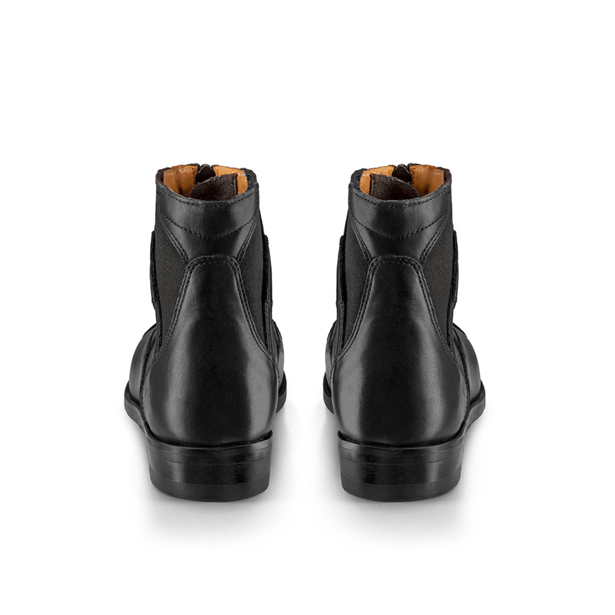 EGO7 Taurus black front-zip leather equestrian paddock boots, rear view