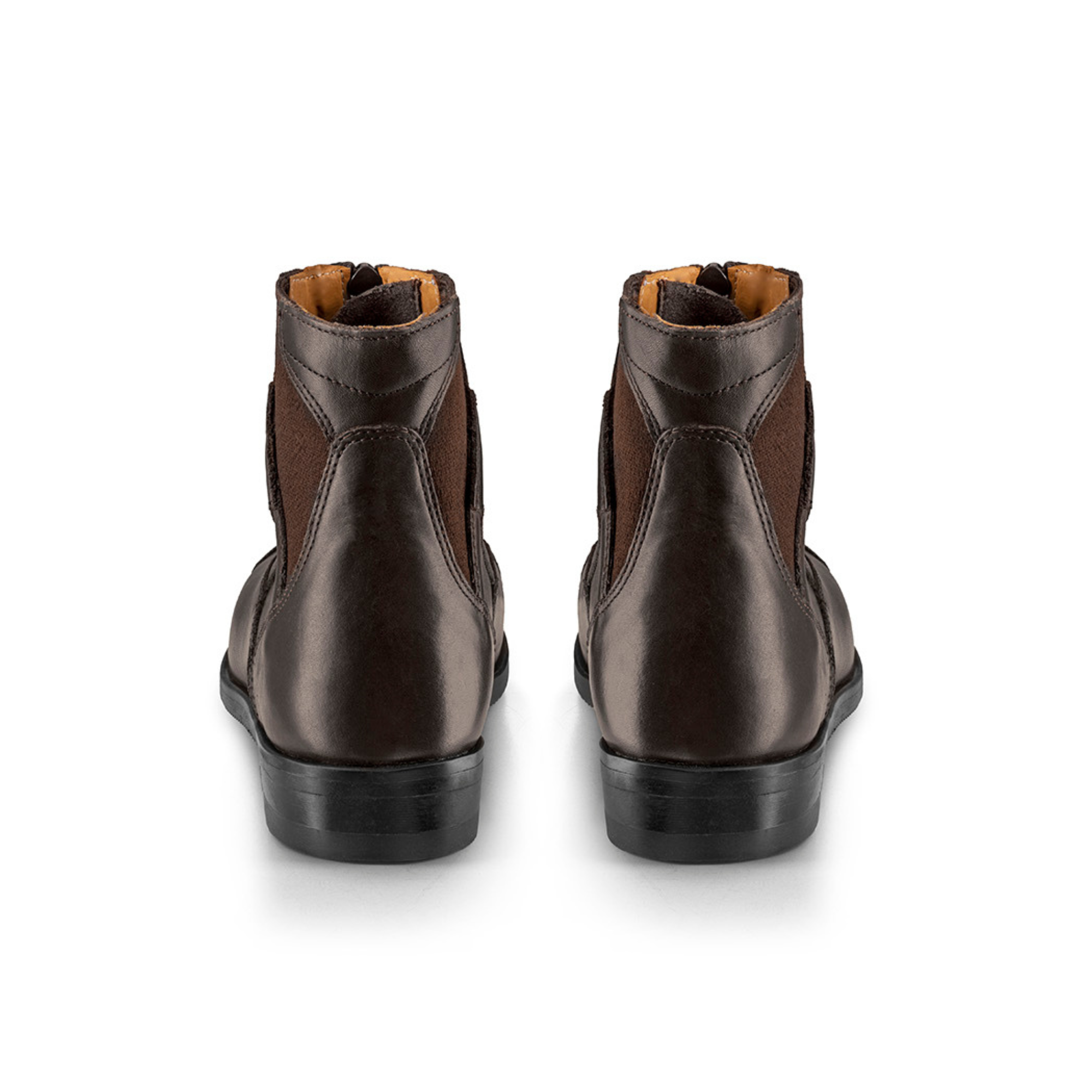 EGO7 Taurus brown front-zip leather equestrian paddock boots, rear view