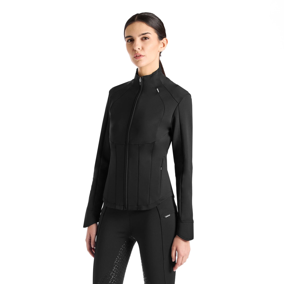 EGO7 Women's Corset Zip Jacket - Black, front | Malvern Saddlery