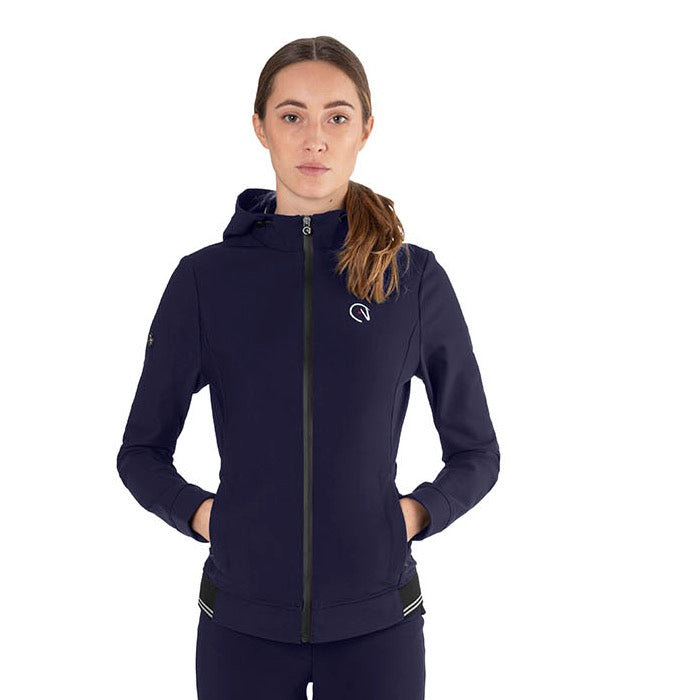 EGO7 Women's Hoodie Jacket - Navy, front close-up | Malvern Saddlery