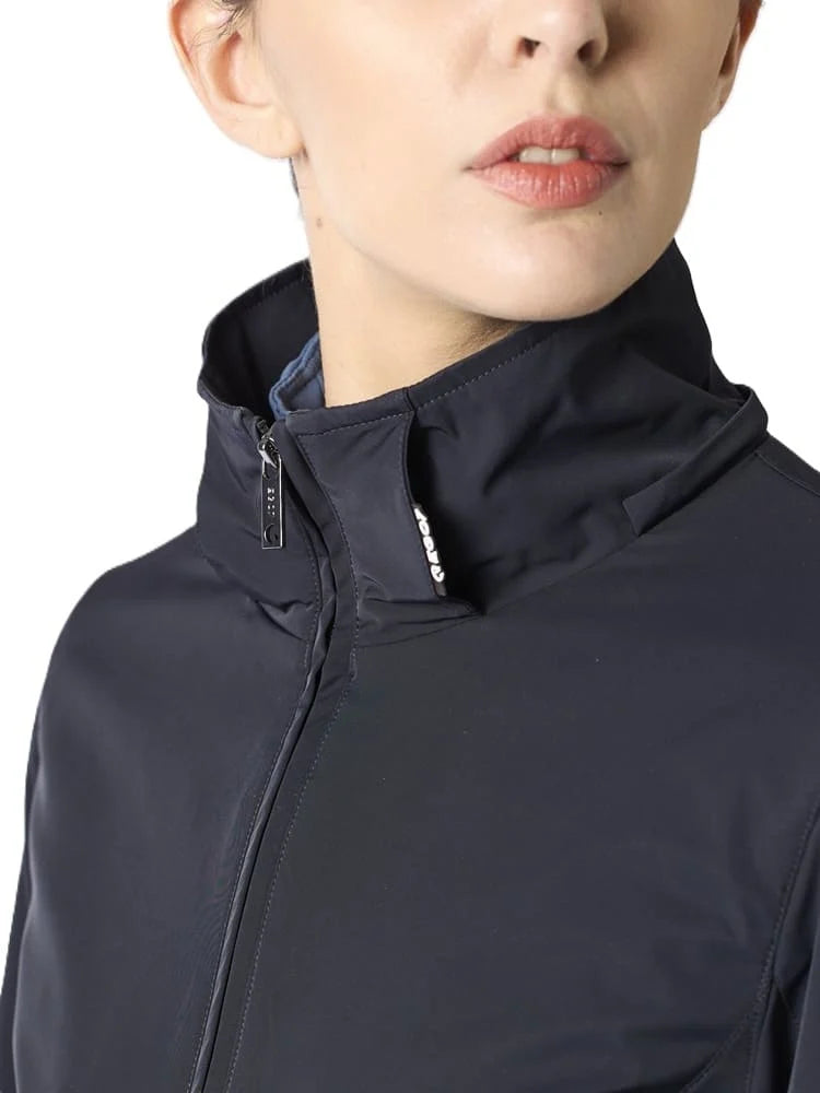 EGO7 Windcheater Jacket - Navy, neck collar detail view | Ladies Outerwear | Malvern Saddlery