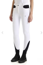 Ego 7 Ribbed Detail Knee Grip Jumper Breech - White/Black | Malvern Saddlery