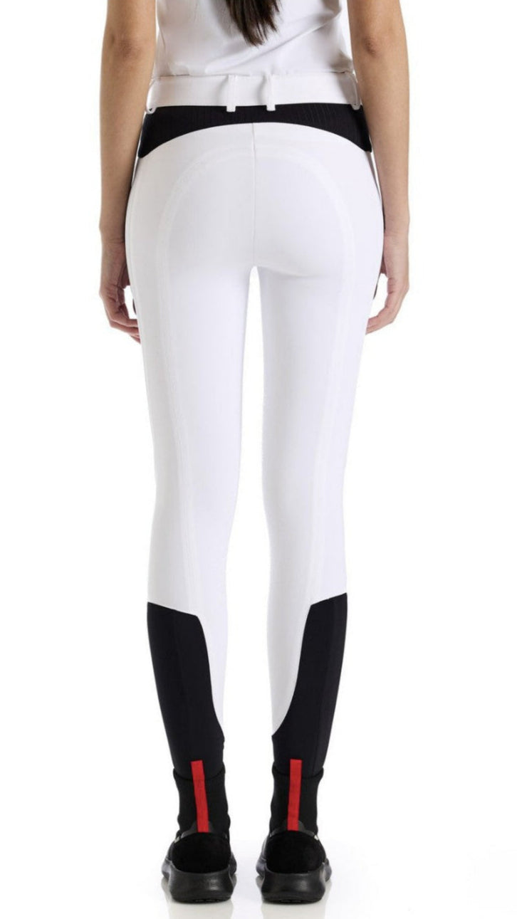 Ego 7 Ribbed Detail Knee Grip Jumper Breech - White/Black | Malvern Saddlery