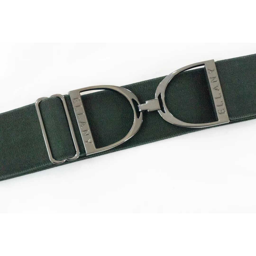 Ellany Elastic Stirrup Belts - 2" wide - Forest Green with Gunmetal Buckle | Malvern Saddlery