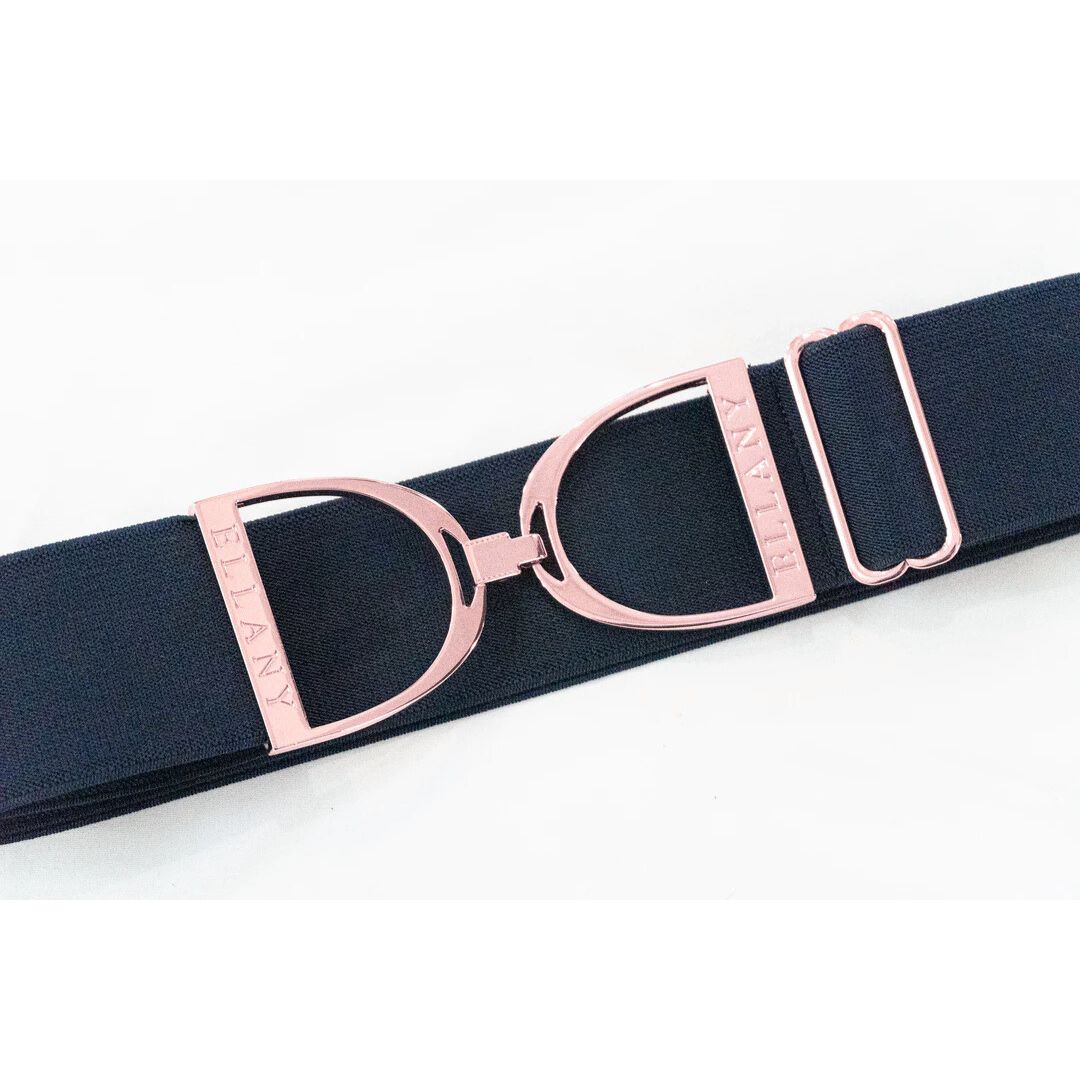 Ellany Elastic Stirrup Belts - 2" wide - Navy Blue with Rose Gold Buckle | Malvern Saddlery